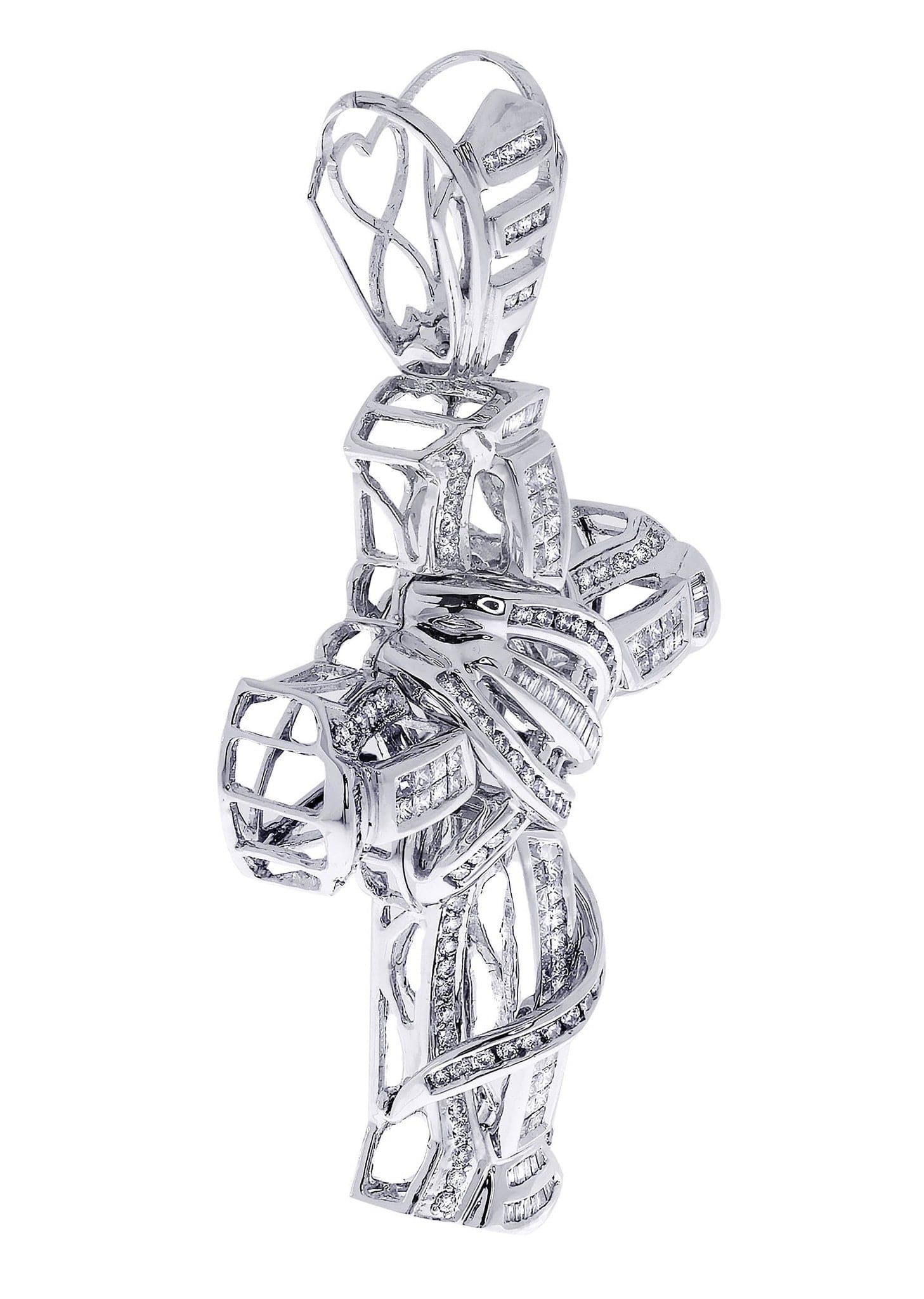 2.17 Carat Diamond Cross Pendant Necklace - 18.01 Grams Solid Gold Religious Jewelry for Women - Perfect for Church, Baptism & Special Occasions