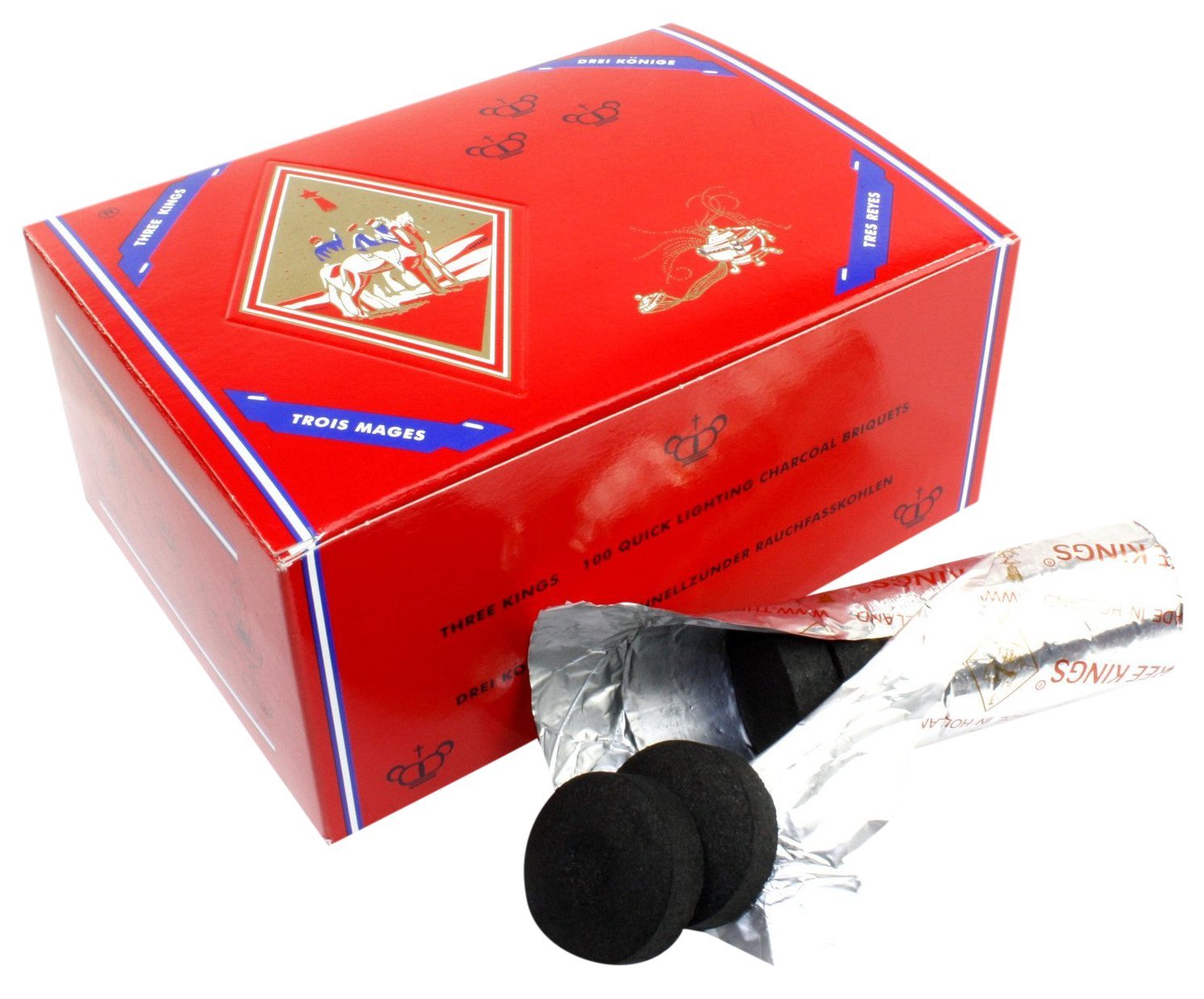 Premium 33mm Hookah Charcoal Coals - Natural Coconut Shell Charcoal for Shisha, 100 Count (Pack of 2) | Fast Lighting, Long Lasting | Perfect for Home Hookah Sessions & Lounge Use