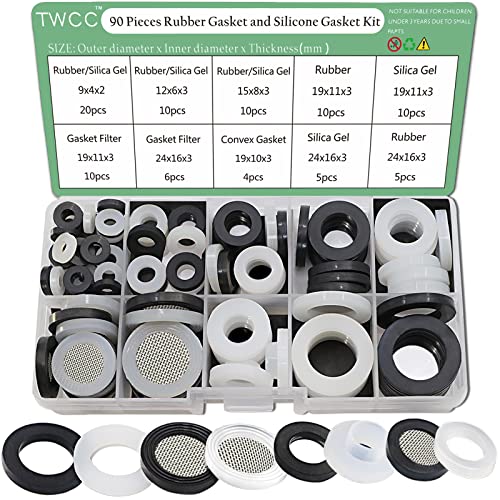 90-Piece Flat Rubber Washer & Silicone Gasket Kit - Assorted Sizes (3/4