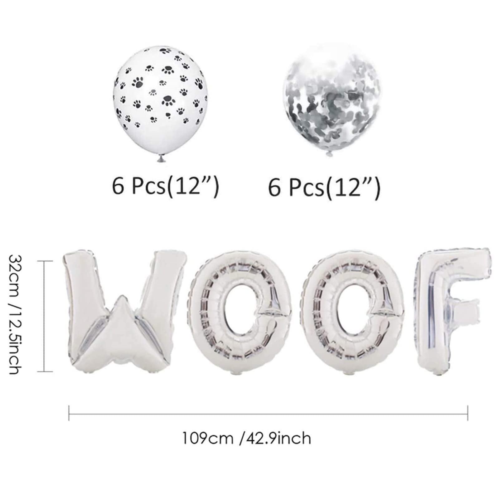 Dog Birthday Party Supplies - WOOF Letter Balloons, Paw Print Balloons & Happy Birthday Banner for Pet Celebration | Perfect for Dog Themed Birthday Parties, Puppy Adoption Events & Pet Lover Gatherings
