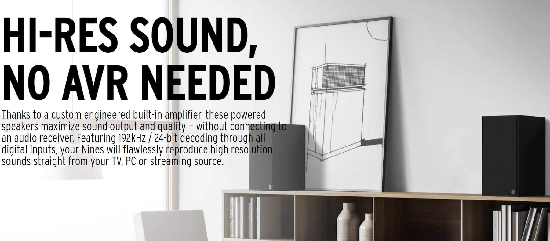 Klipsch The-Nines-Black 240W Powered Bookshelf Speakers with 8