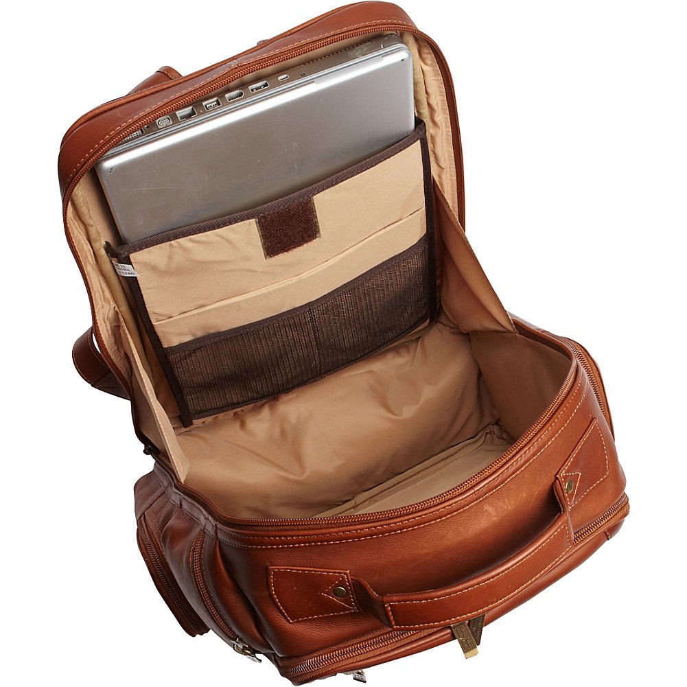 Claire Chase Executive Laptop Backpack for Women & Men - Professional Business Travel Bag with USB Charging Port - Durable Saddle Brown Leather Backpack for Office, Commute & College Students