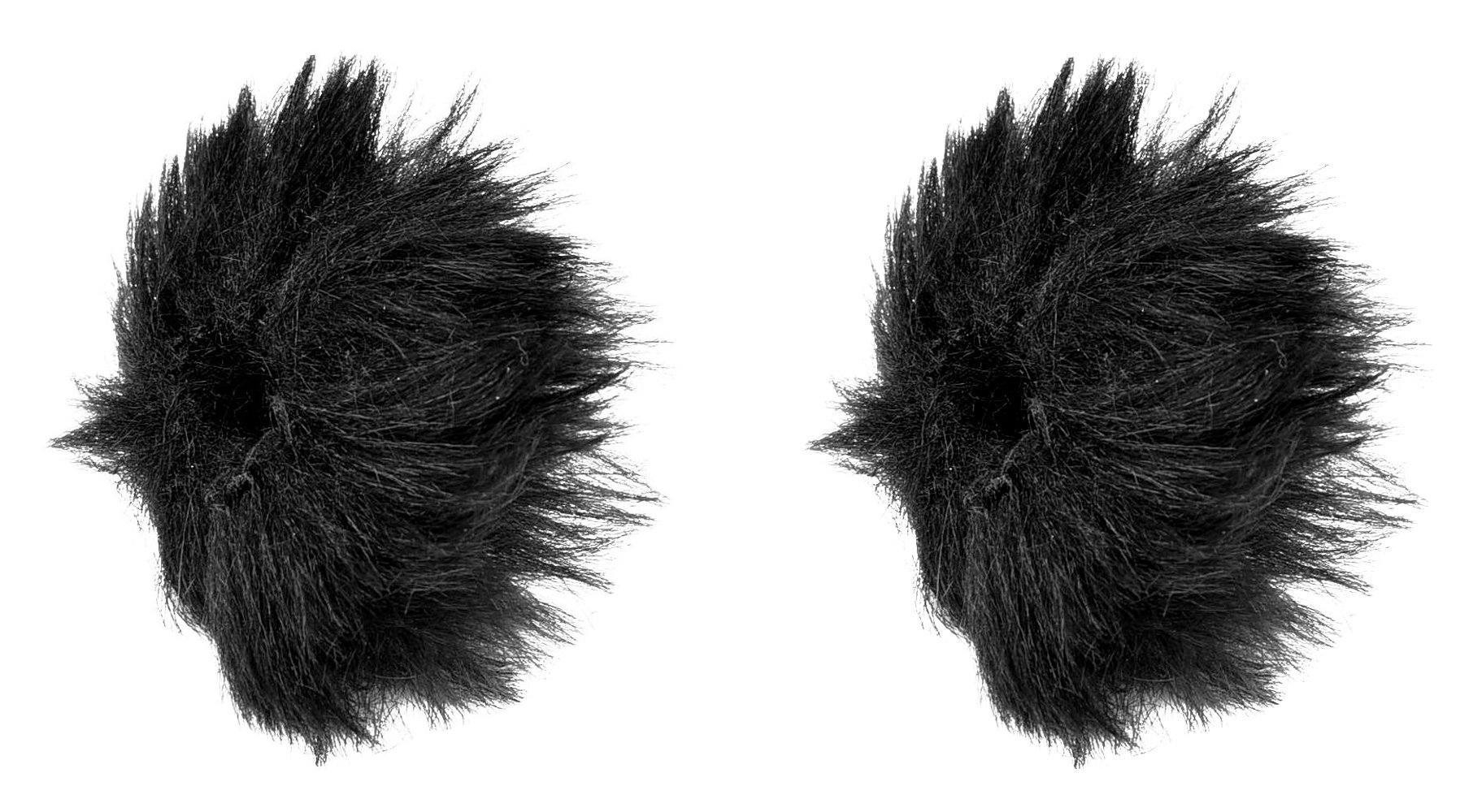 Black Furry Windscreen for Miniature Lapel Microphones - Pair (2 Pack) - Reduce Wind Noise for Outdoor Videos, Interviews & Podcasts - Item #15005