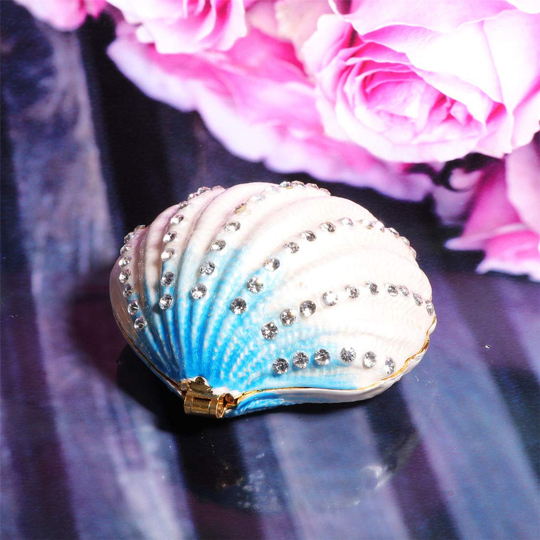 Elegant Waltz&F Seashell Ring Holder & Jewelry Trinket Box - Perfect for Bathroom Vanity, Dresser Organizer & Gift for Women
