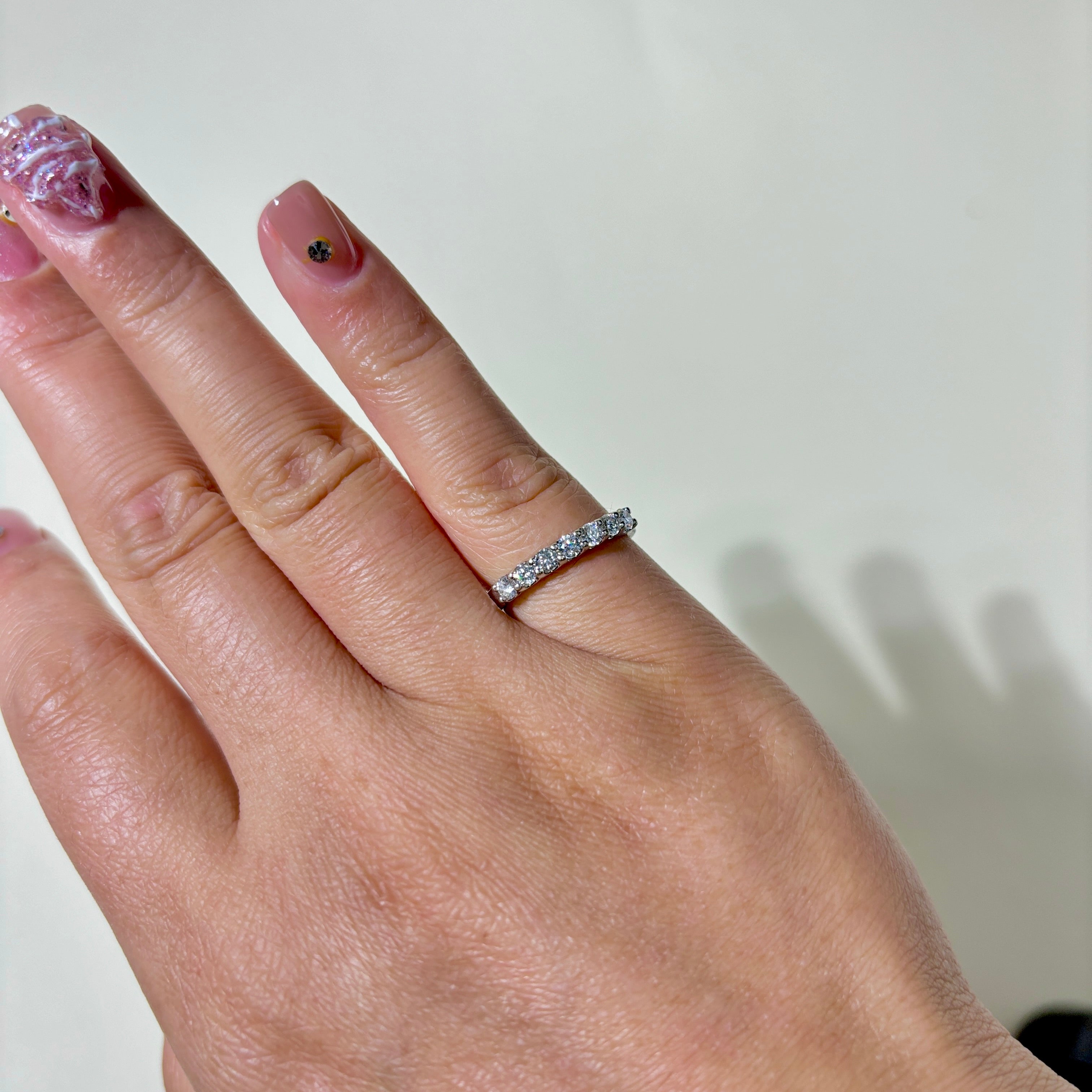 14K White Gold Semi Eternity Diamond Band Ring - 0.39ctw Total Weight, Size 5.25 - Perfect for Anniversary Gifts, Wedding Bands & Special Occasions