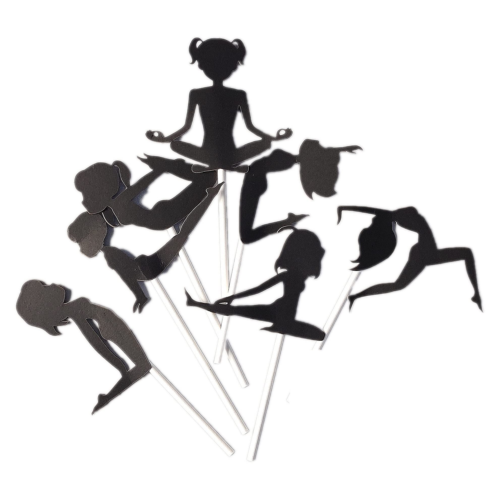 24 Pcs Yoga-Themed Cupcake Toppers - Silhouette Decorations for Yoga Birthday Parties, Mother & Child Yoga Events, Kids Yoga Classes - Perfect for Yoga Day Celebrations & Party Planning (Ideal for Cake Decorating, Yoga Training Events & Wellness-Themed Gatherings)