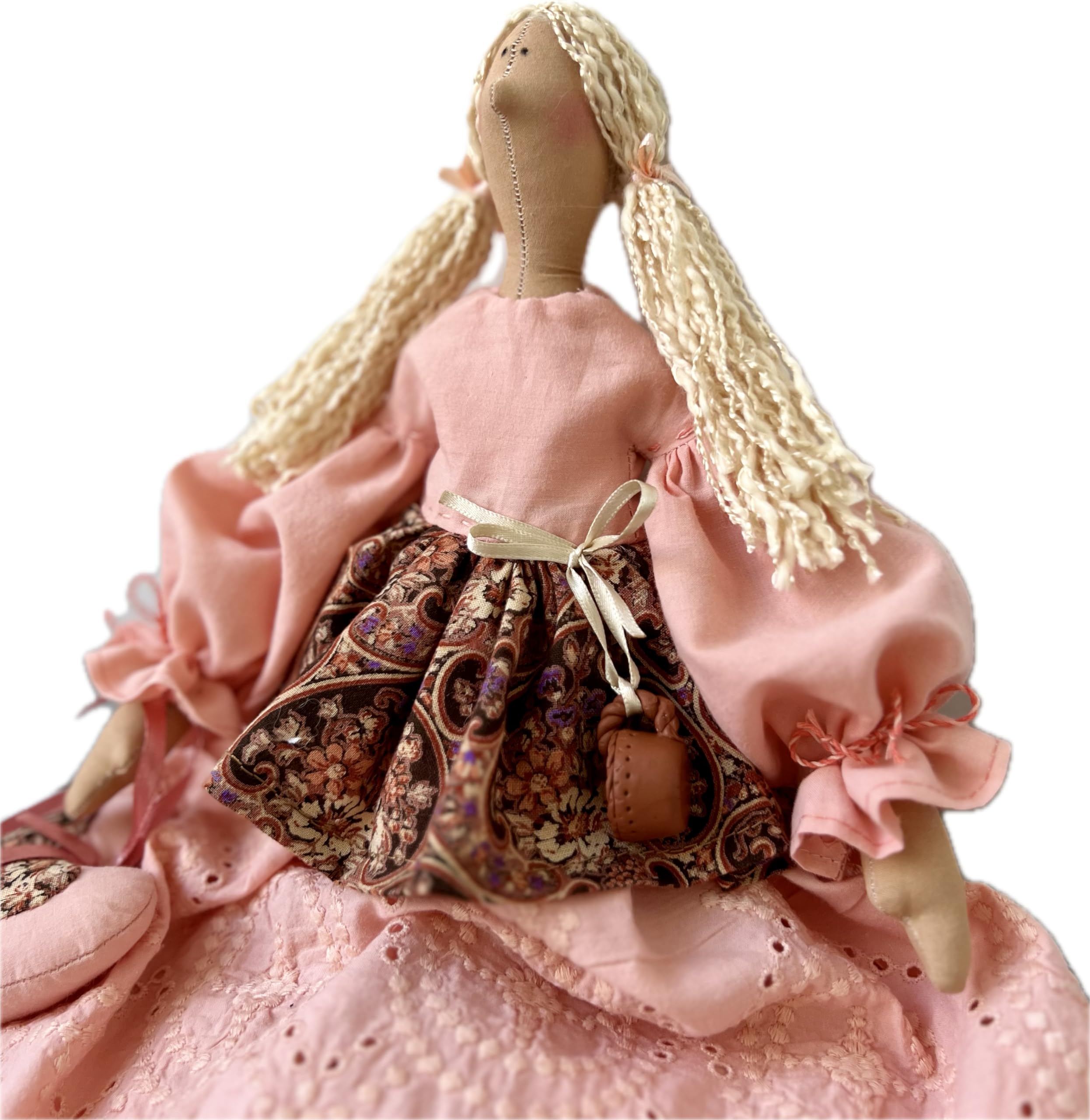 Handmade Boho Coffee Tilda Rag Doll - Cute Textile Kitchen Decor, Angel Home Accent, Unique Gift for Coffee Lovers & Mothers | Perfect for Farmhouse Kitchens, Coffee Shops & Nursery Decor