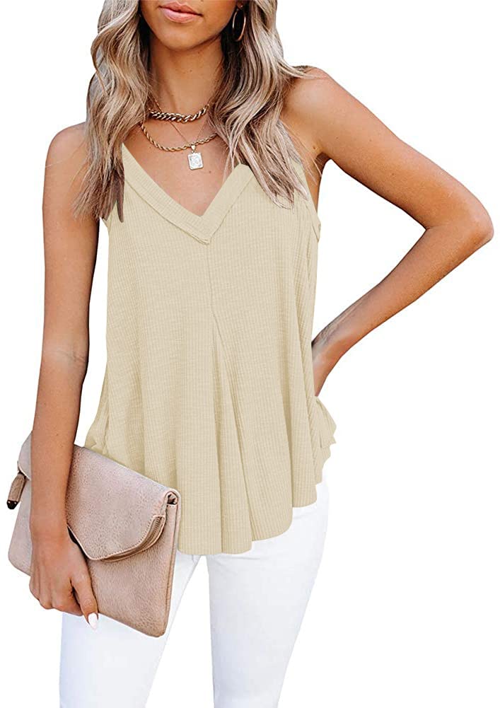 Oten Women's Flowy V-Neck Cami Tops - Summer Casual Loose Sleeveless Tank Shirts | Perfect for Beach, Vacation & Everyday Wear