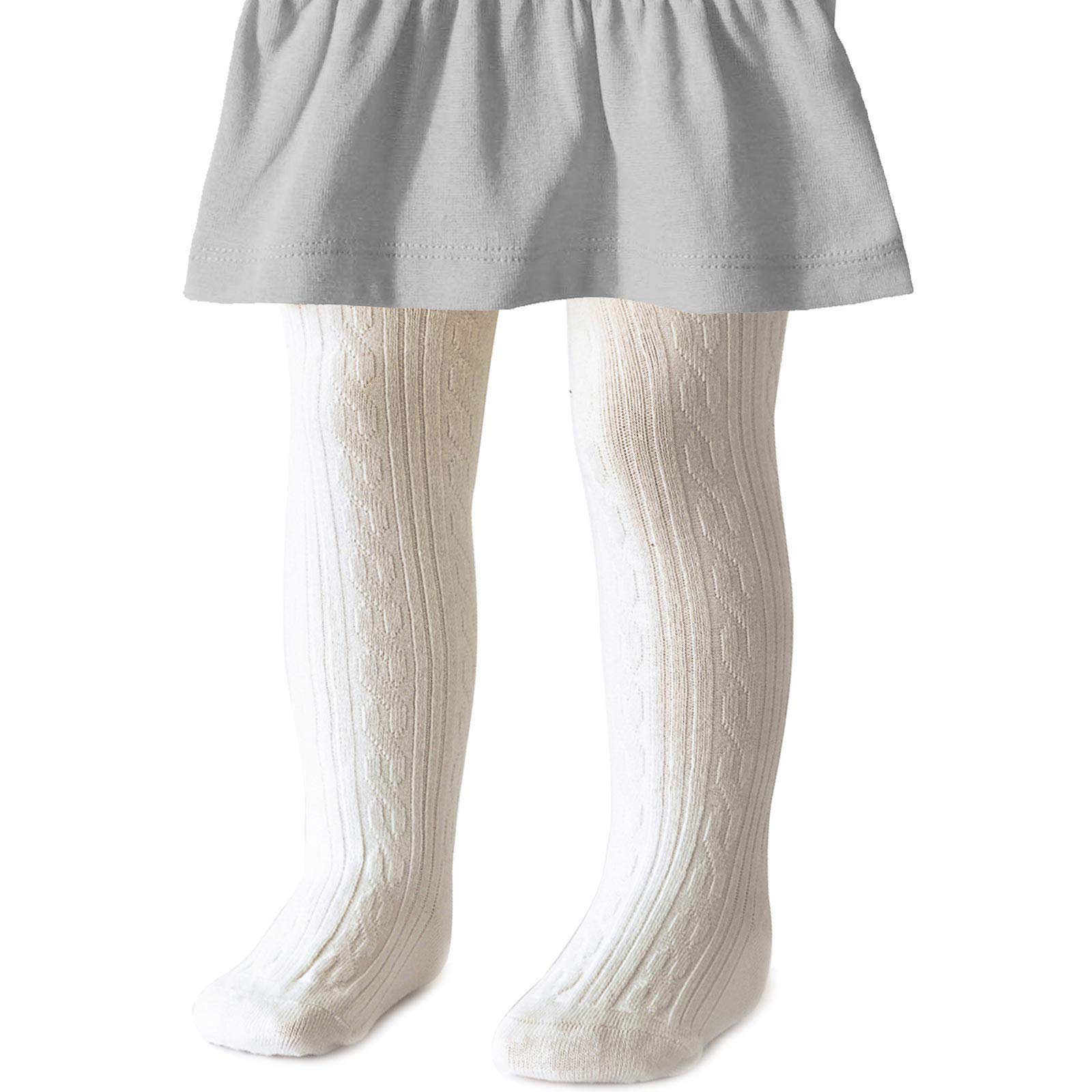 Baby Girls Seamless Cable Knit Tights with Bow - Soft Cotton Toddler Leggings for Newborns & Infants | Perfect for Playtime, Nursery & Winter Outfits