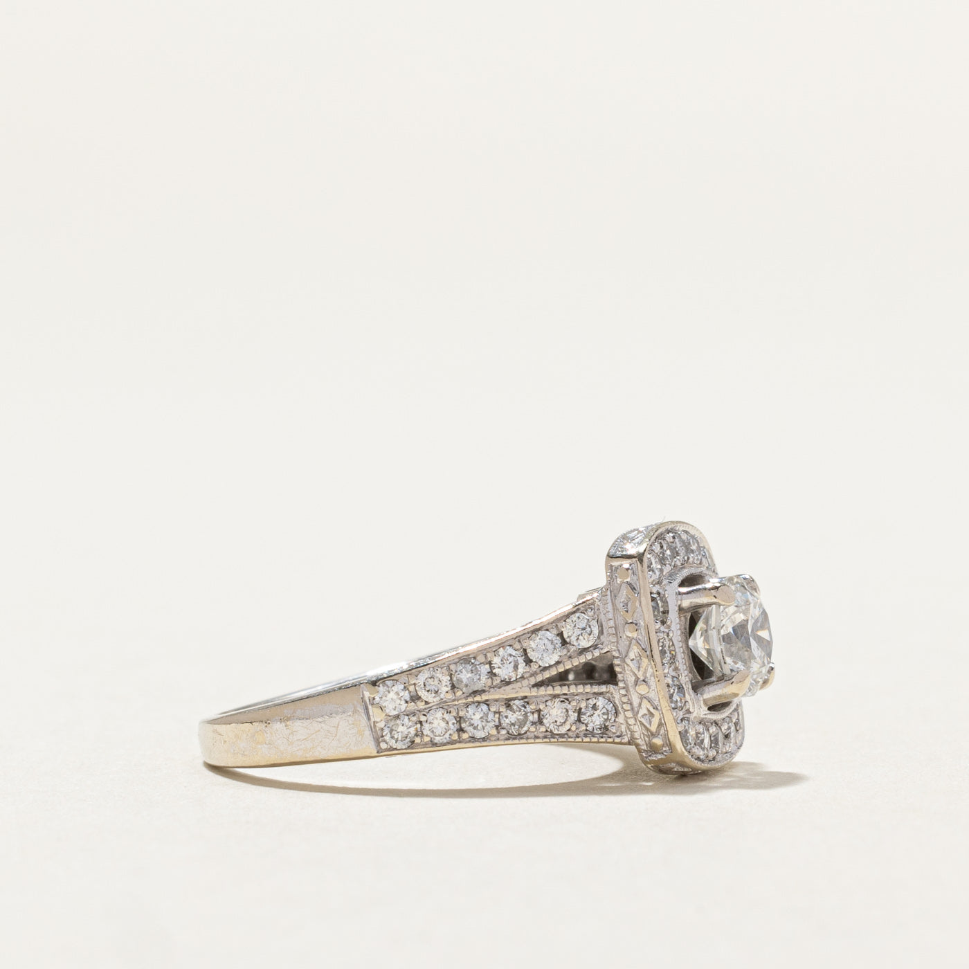 14K White Gold Diamond Halo Engagement Ring - 0.46ct Center Stone & 0.64ctw Total Weight - Size 5.25 - Perfect for Proposals, Anniversaries & Bridal Jewelry