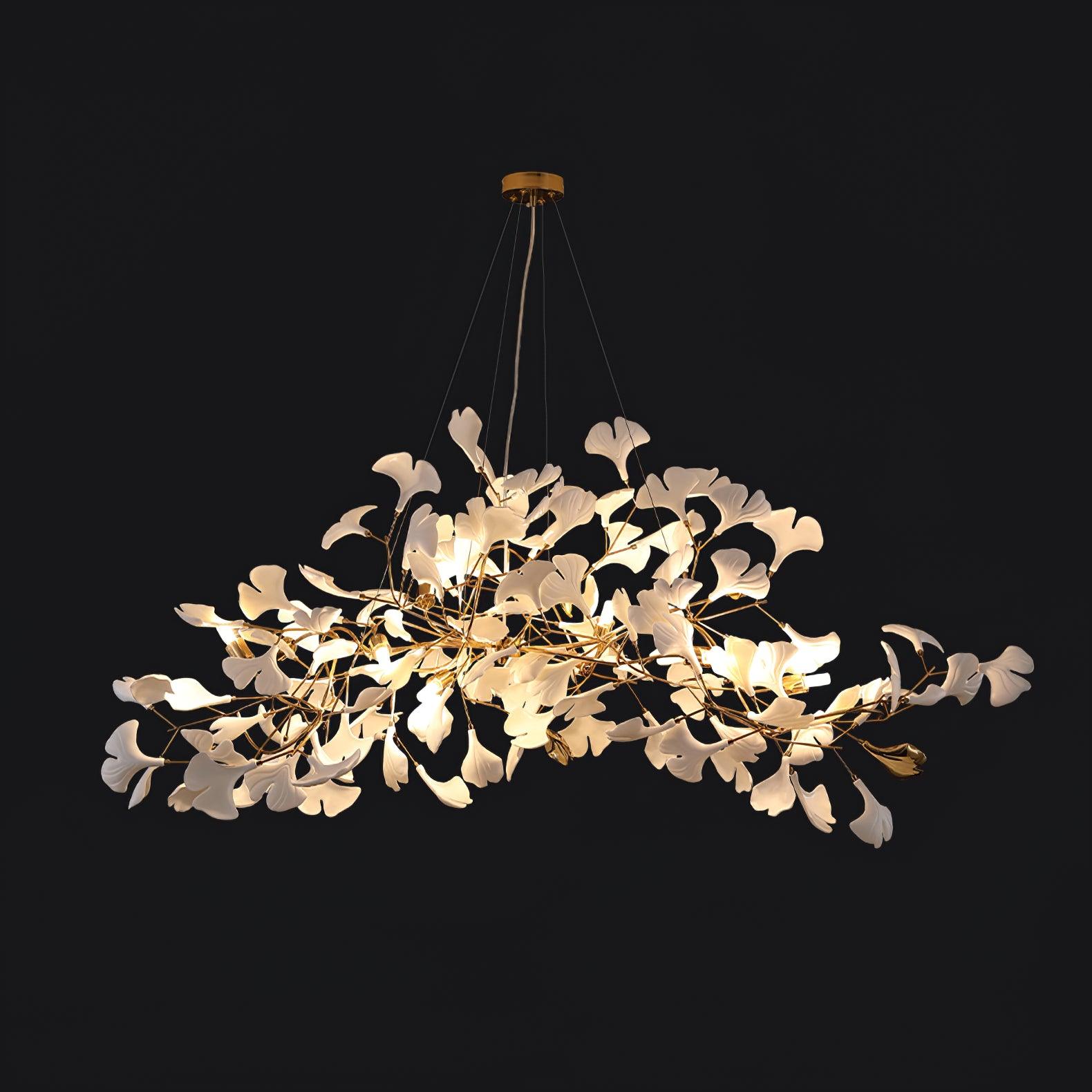 Elegant Ginkgo Leaf Chandelier - Modern Gold Ceiling Light Fixture for Dining Room, Living Room & Bedroom Decor - Perfect for Home, Hotel and Wedding Venue Lighting