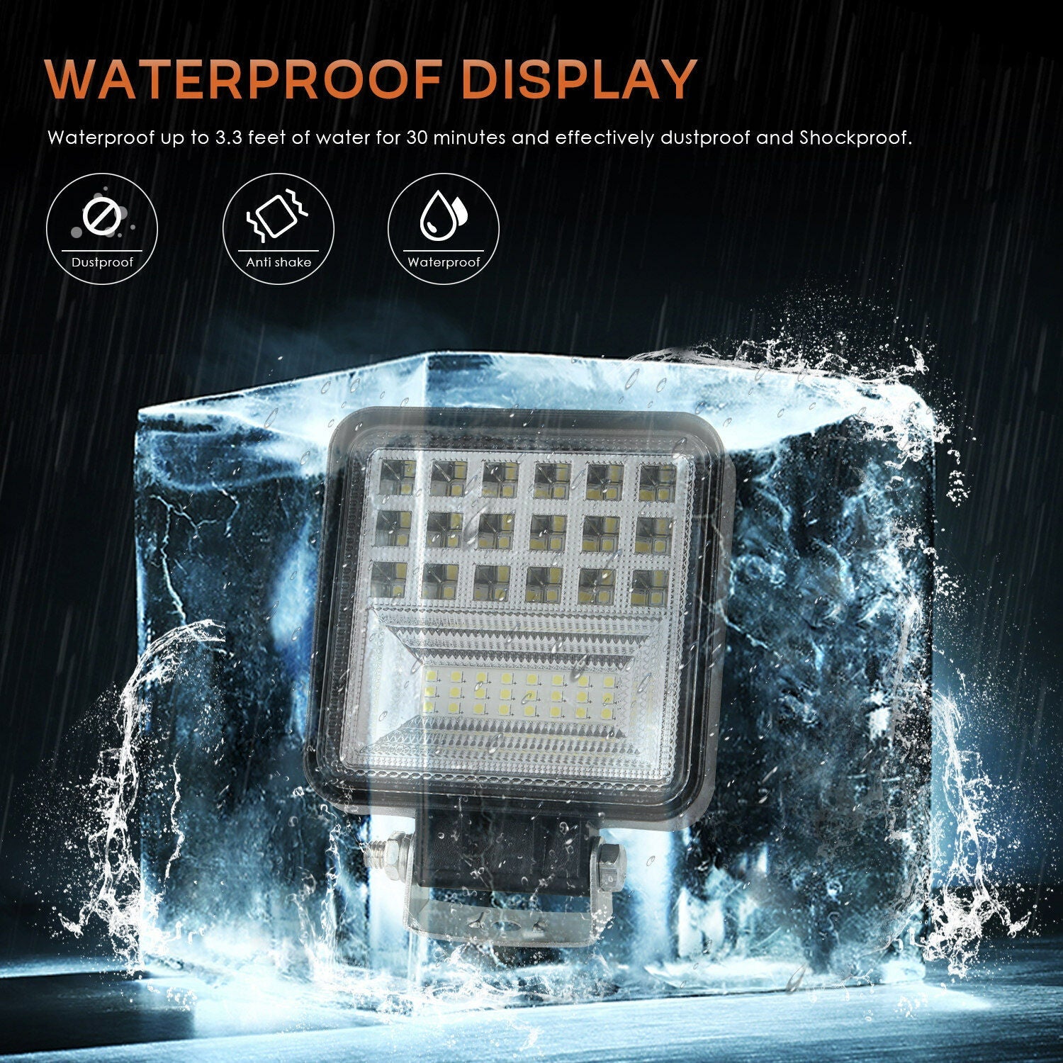 126W 4 LED Work Light Bar - Waterproof 6000K White Off-Road Utility Lighting for Trucks, ATVs, Jeeps - Perfect for Camping, Construction & Emergency Lighting