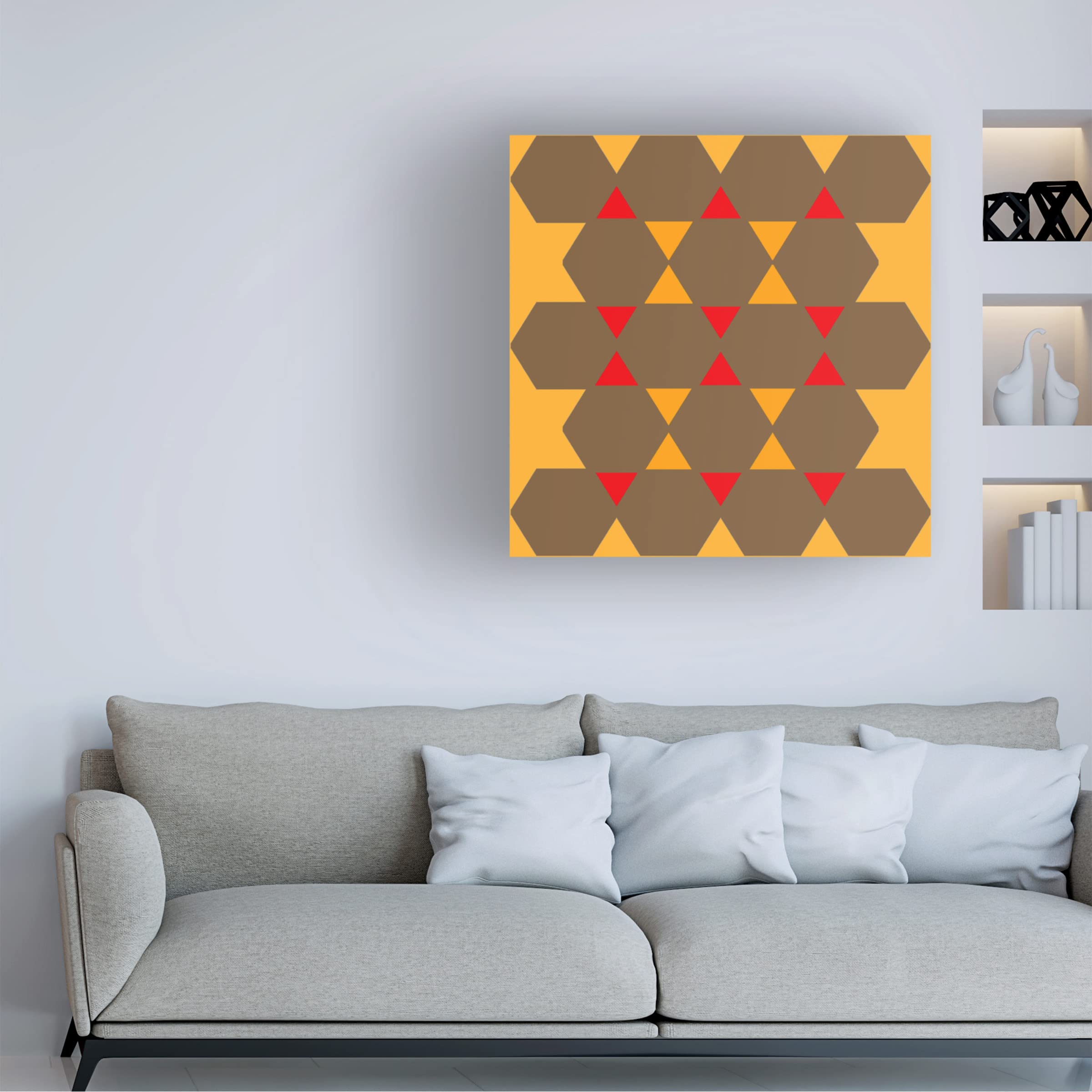 Hexagon Pattern 33 Abstract Canvas Wall Art by Richard Homawoo - Modern Geometric Home Decor for Living Room, Bedroom & Office