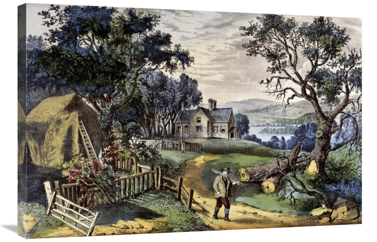 36 Inch My Boyhoods Home Art Print by Currier & Ives - Vintage Wall Decor for Living Room, Bedroom & Office - Perfect Gift for Home & Art Lovers