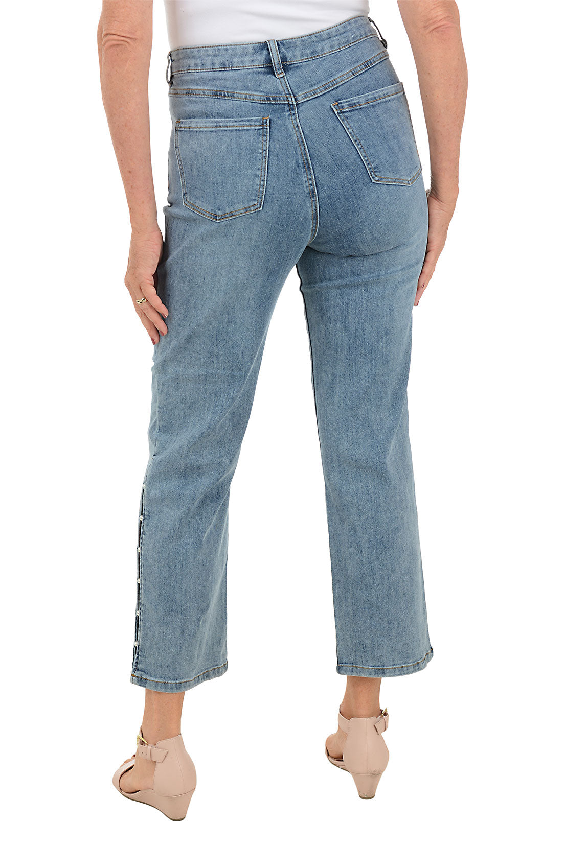Stylish Pearl Straight Leg Denim Ankle Pants for Women - Perfect for Casual Wear, Office & Everyday Outfits