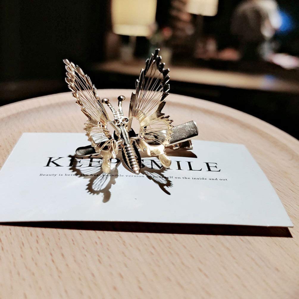 Amosfun 3-Piece Butterfly Hair Clips with Moving Crystal Rhinestones - Elegant French Side Hair Pins for Women, Perfect for Parties, Weddings and Daily Hair Accessories