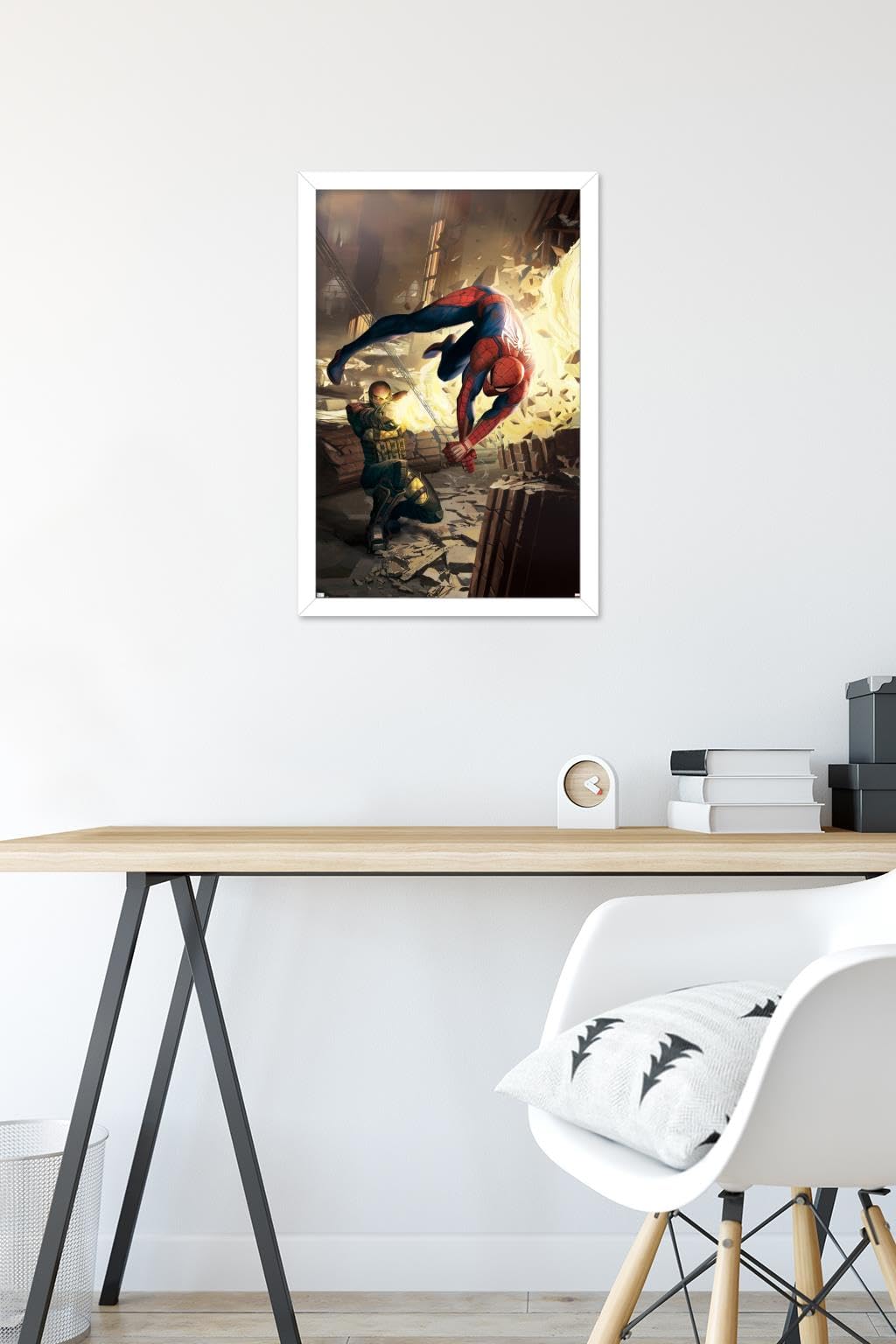 Marvel Comics Shocker Wall Poster - Amazing Spider-Man #5 Art Print (22.4x14.7 Inches) White Framed Version | Superhero Room Decor for Comic Book Fans & Collectors | Perfect for Bedroom, Game Room & Office Display