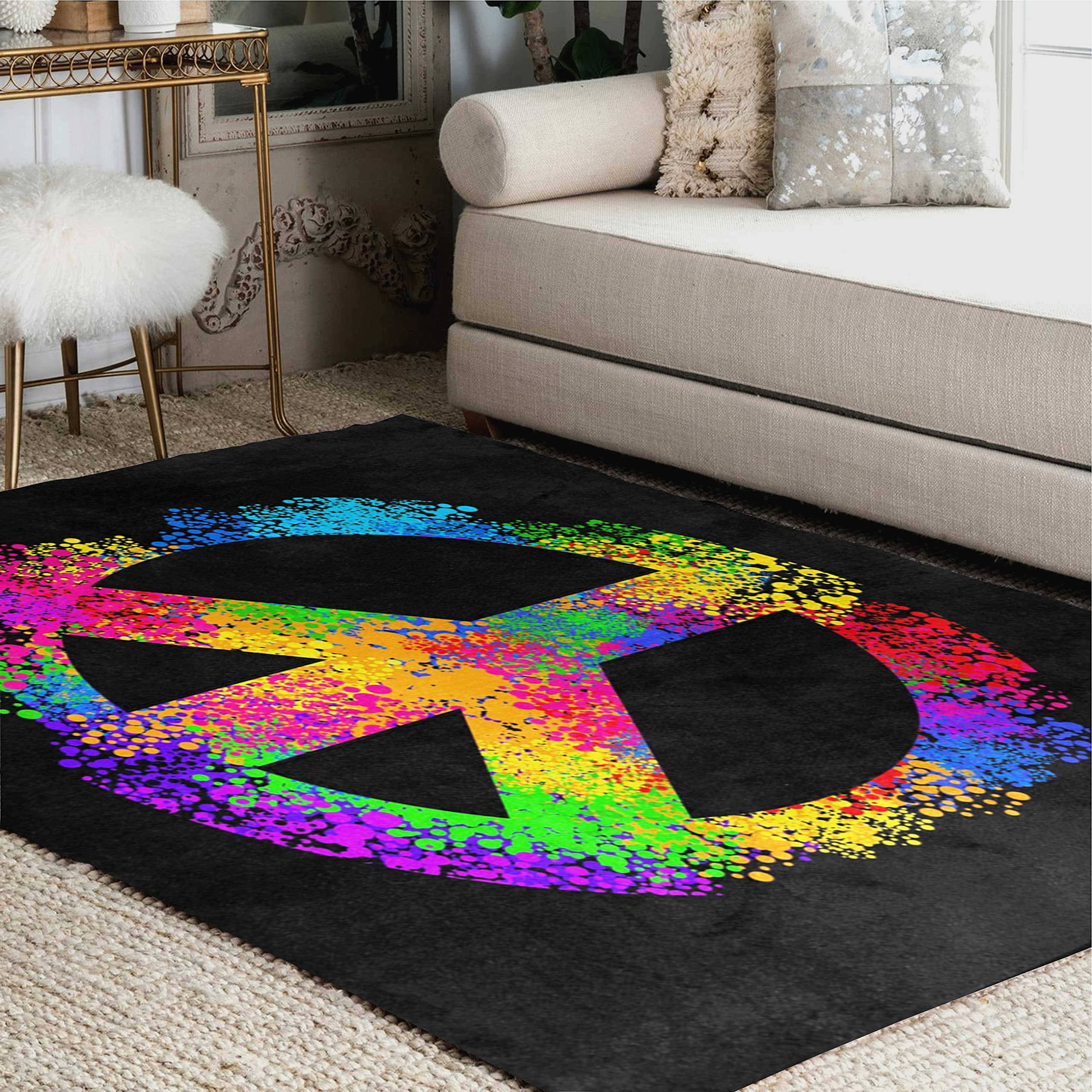 ALAZA Bohemian Colorful Peace Sign Area Rug 5'3
