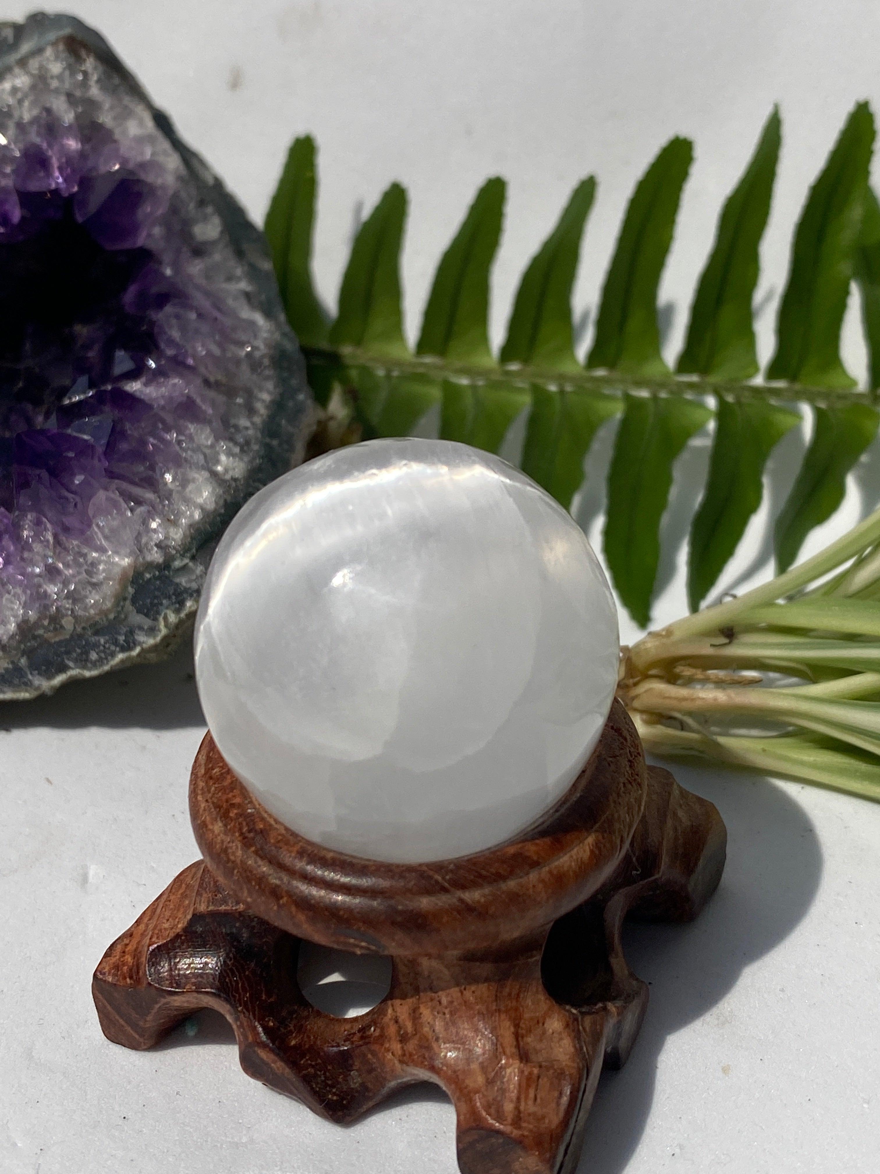 35mm Selenite Crystal Sphere - Natural Healing Stone for Meditation, Reiki, and Home Decor | Perfect for Energy Cleansing & Spiritual Practices