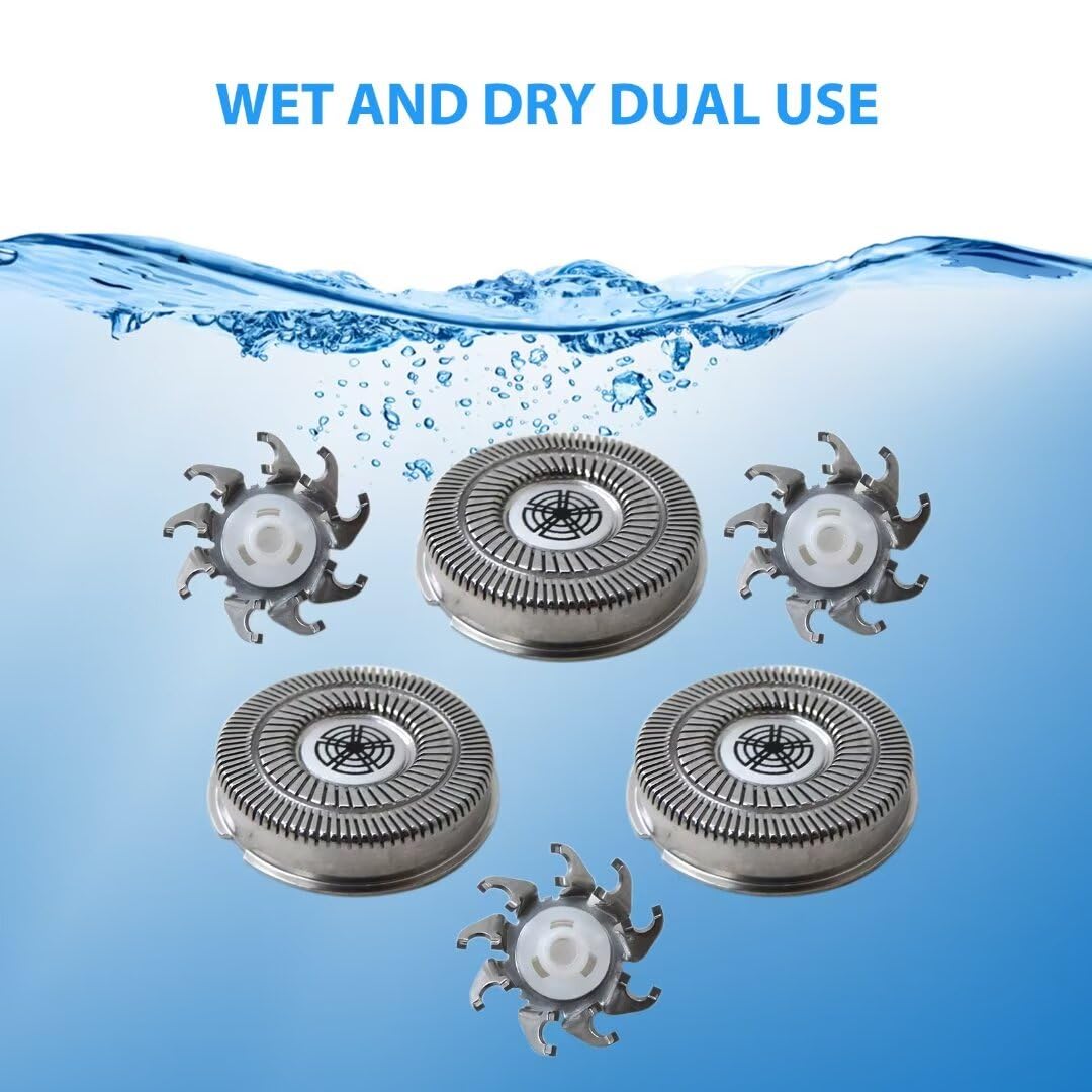 3Pcs Replacement Shaver Heads & 1 Cleaning Brush for Philips SW-S7105 Rotary Electric Shaver - Compatible with Norelco Style B Blades - Perfect for Travel, Home & Office Use