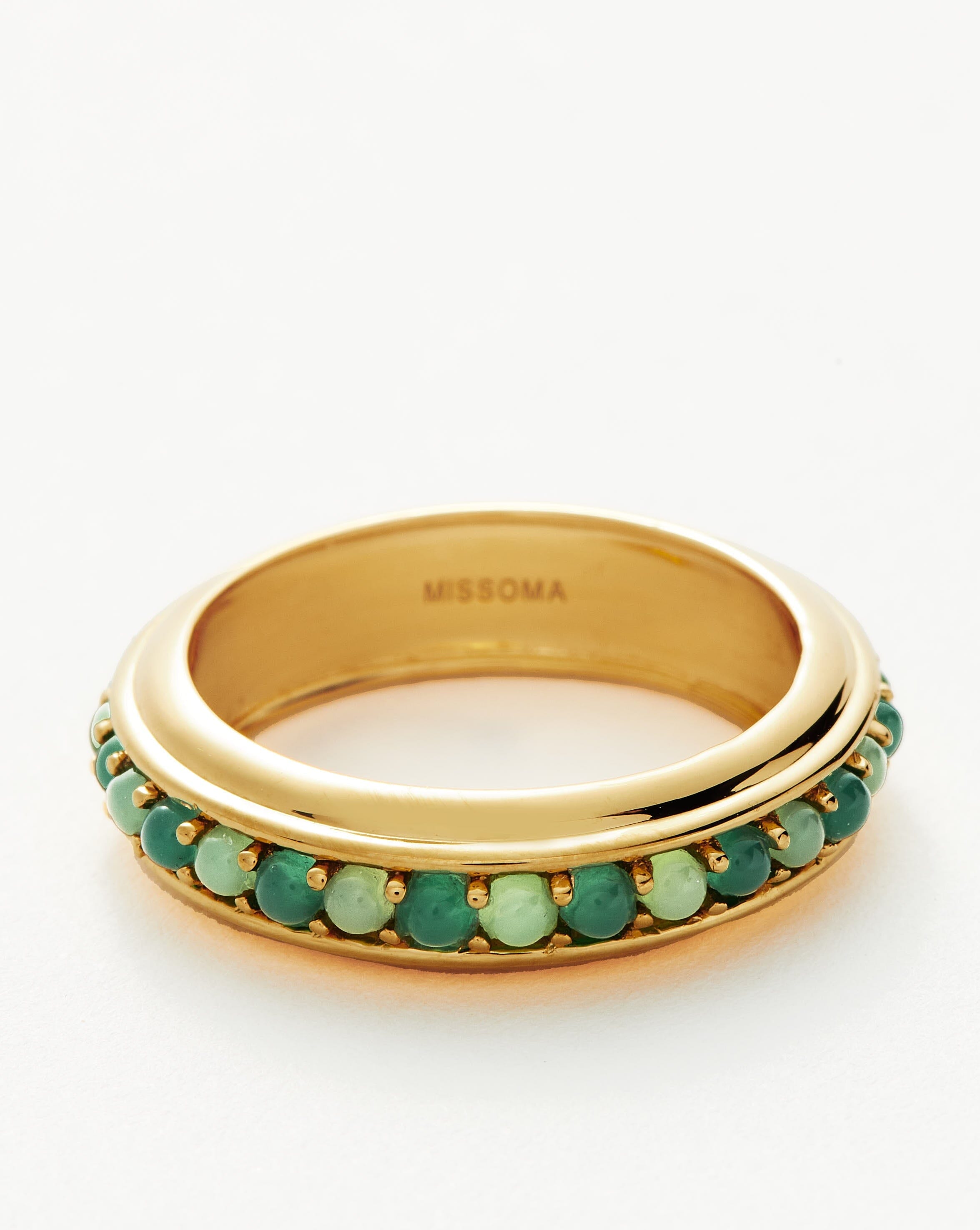 Hot Rox Gemstone Stacking Ring - 18k Gold Vermeil with Green Onyx & Chalcedony | Elegant Layered Jewelry for Everyday Wear, Parties & Special Occasions