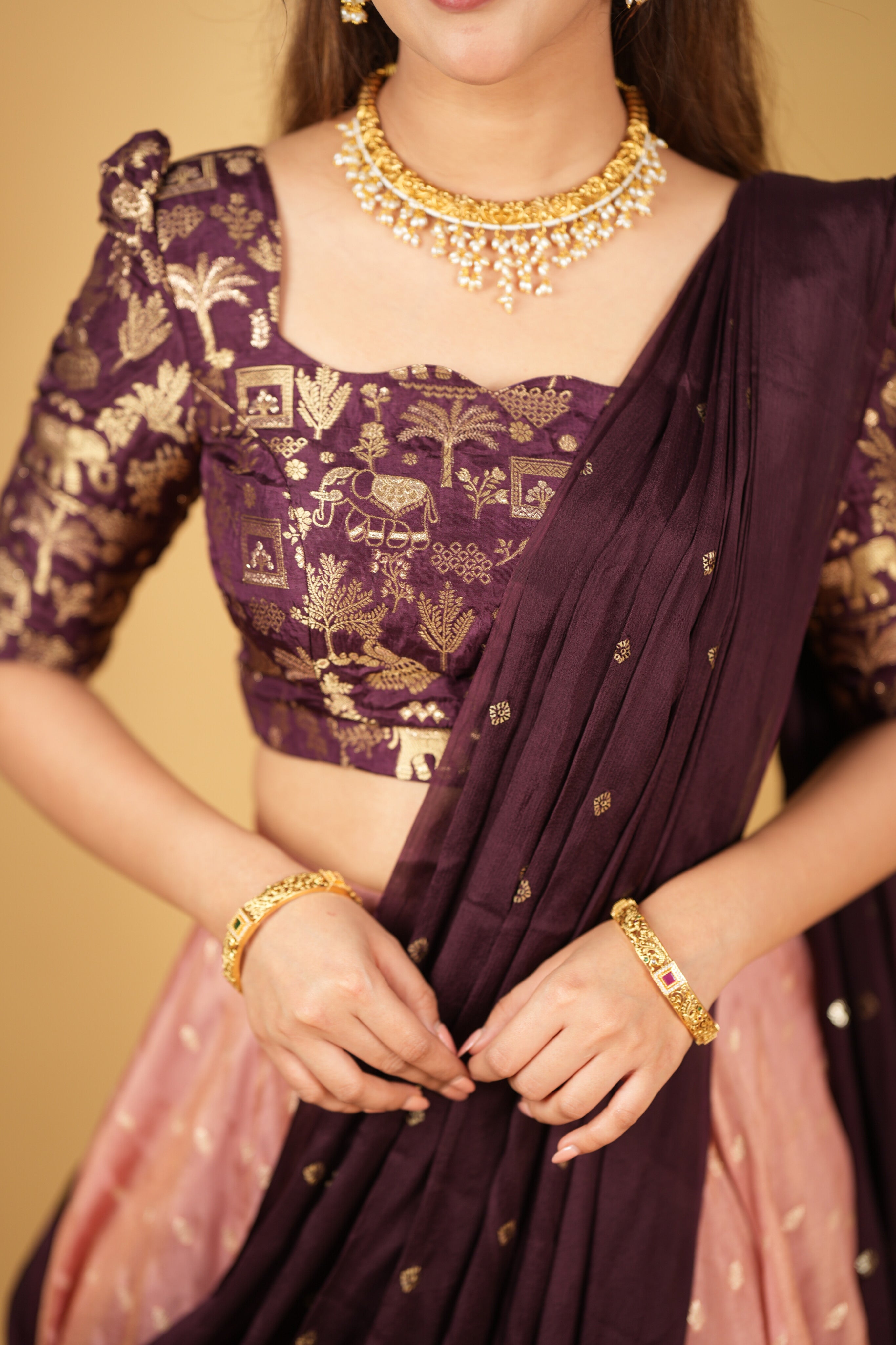 DD710 MAHA Premium Banarasi Cosmos Silk Lehenga Choli - Elegant Indian Bridal Wear for Weddings & Festive Occasions