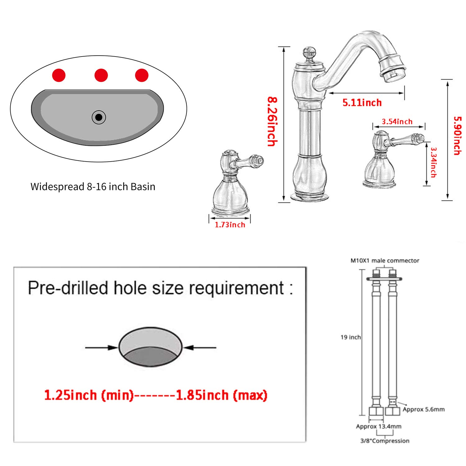 GGStudy Oil Rubbed Bronze 8-Inch Widespread Bathroom Faucet - 2 Handle 3 Hole Brass Sink Faucet with Pop-Up Drain - Perfect for Modern Bathroom & Powder Room Renovation