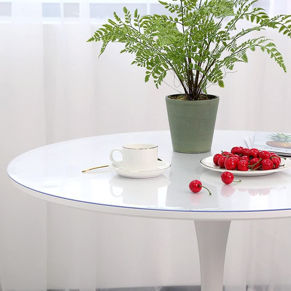 1.5mm Thick 46-Inch Round Clear PVC Table Protector - Waterproof Dining Table Cover for Kitchen, Coffee Table & Bistro Bar - No Plastic Smell, Durable Table Mat for Everyday Use & Special Occasions