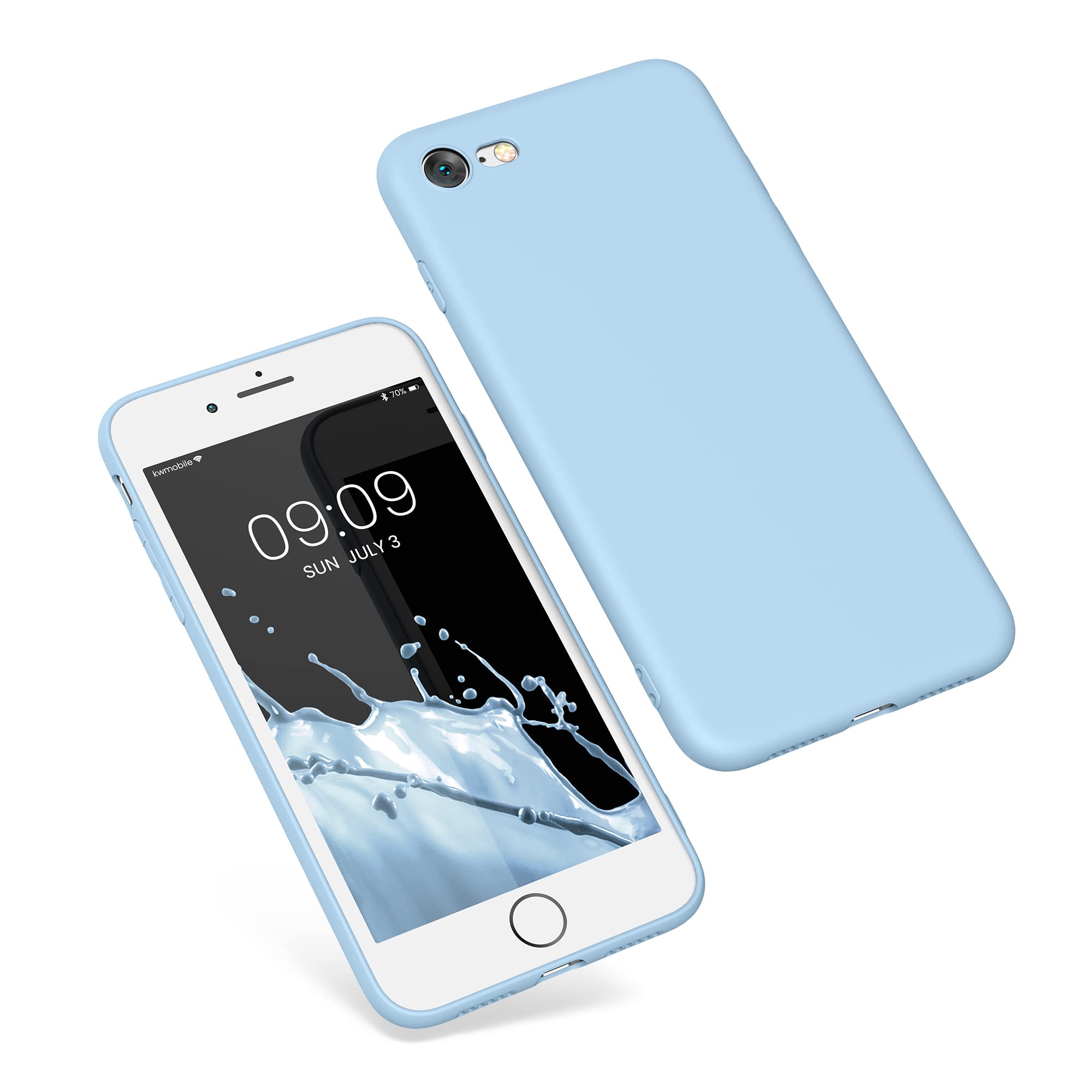 kwmobile Slim TPU Case for Apple iPhone SE (2022/2020) & iPhone 8/7 - Protective Soft Matte Cover in Light Blue | Perfect for Everyday Use & Drop Protection