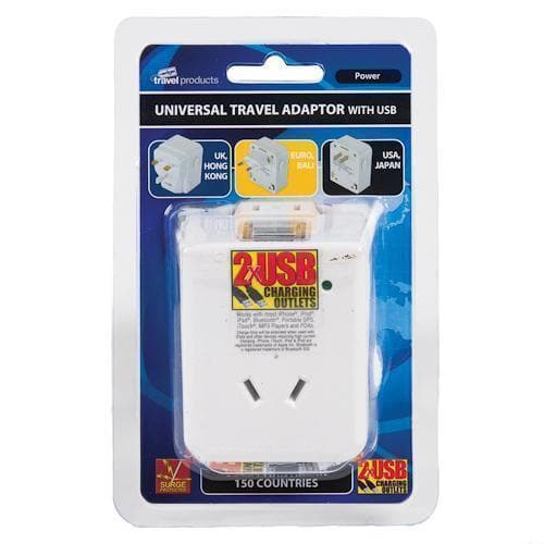 Universal Travel Adapter with 2 USB Ports - Worldwide Compatibility for 150 Countries | Perfect for International Travel, Business Trips & Vacation Charging Needs