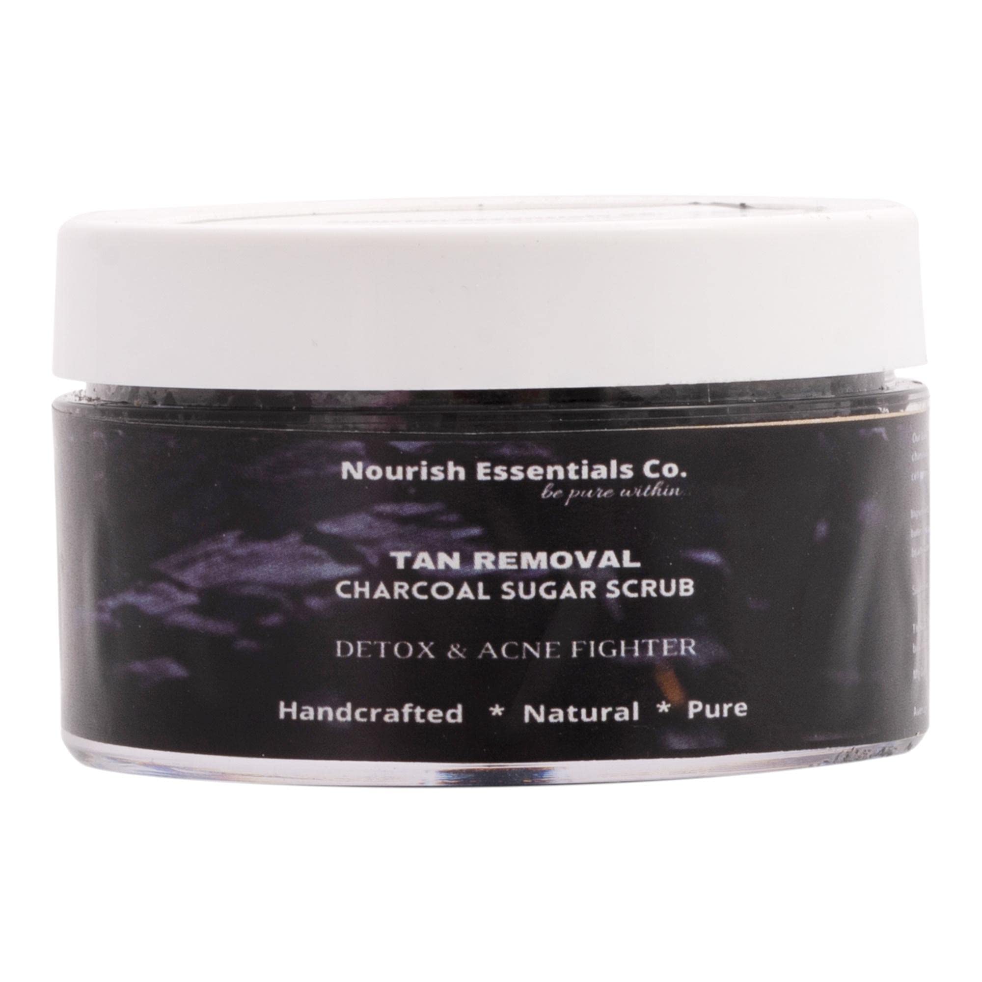 Nourish Essentials Co. Charcoal Sugar Scrub for Skin Brightening & Exfoliation - 50g | Natural Tan Removal & Glowing Skin | Perfect for Daily Skincare & Spa Treatment