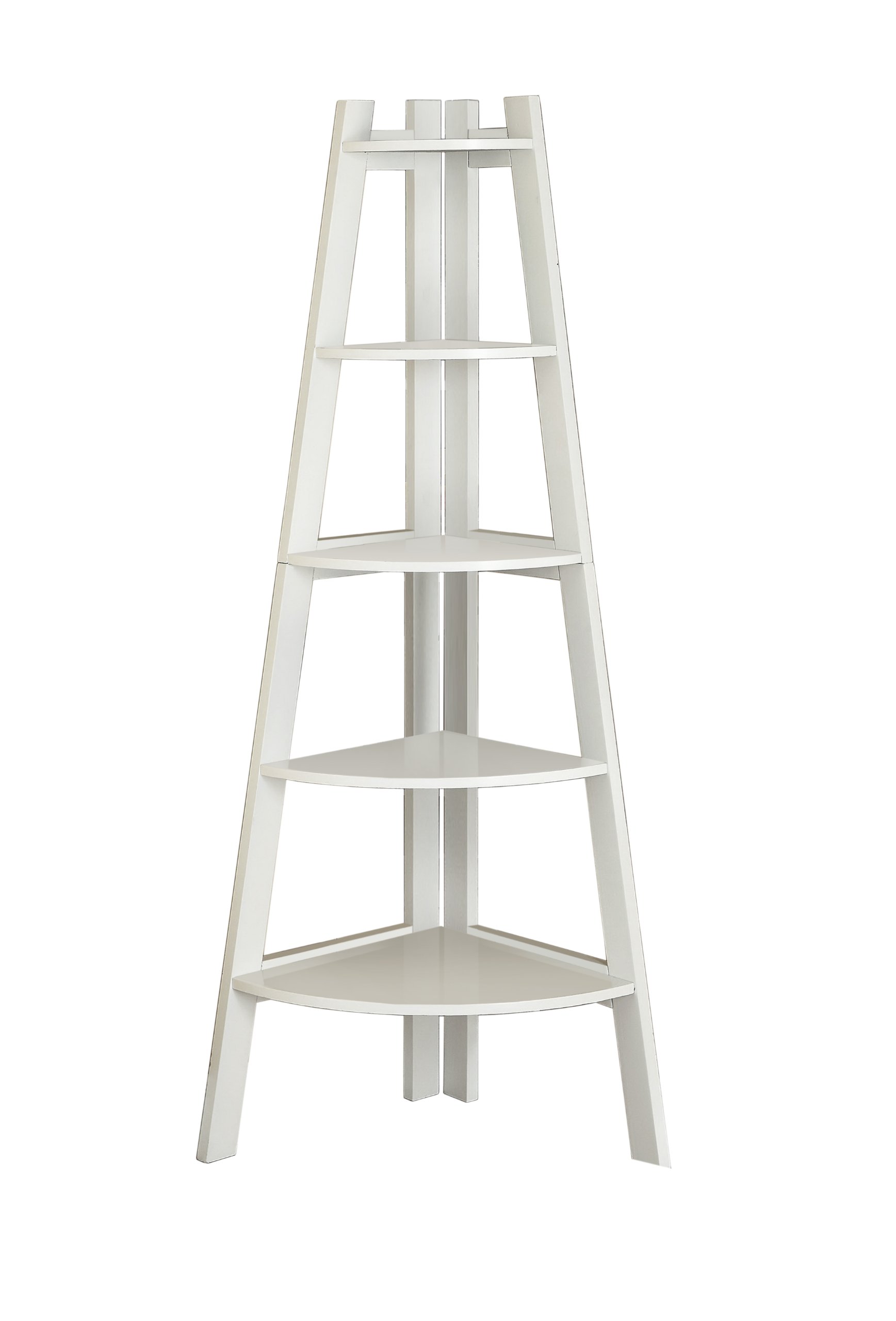 Furniture of America Andrea 5-Tier Corner Bookshelf in White - Space-Saving Storage Solution for Living Room, Bedroom & Office