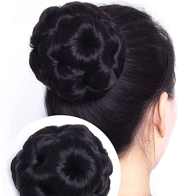 SIYAA Synthetic Natural Black Hair Extension Clutcher Juda for Women - Black | Clip-in Hair Extensions for Length & Volume | Perfect for Parties, Weddings & Daily Styling