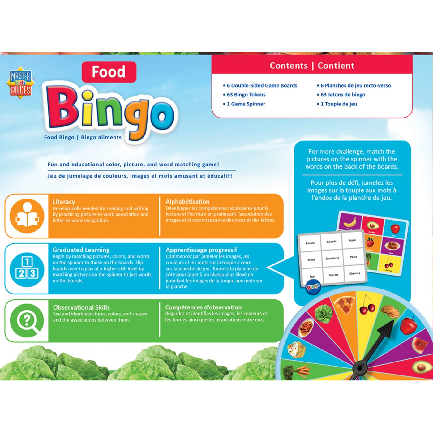 MasterPieces Kids Food Bingo Game - Fun Educational Board Game for Children Ages 4+ - Perfect for Family Game Night & Classroom Learning Activities