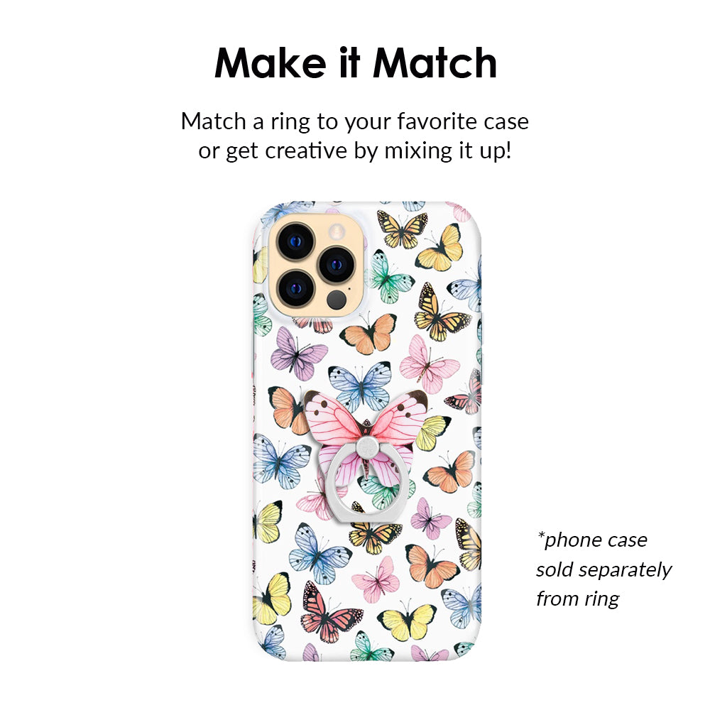 Give Me Butterflies Phone Ring Holder - 360° Rotatable Grip Stand for iPhone, Samsung & Smartphones - Perfect for Selfies, Videos & Hands-Free Calling (Pink, Gold) - Ideal for Travel, Work & Everyday Use