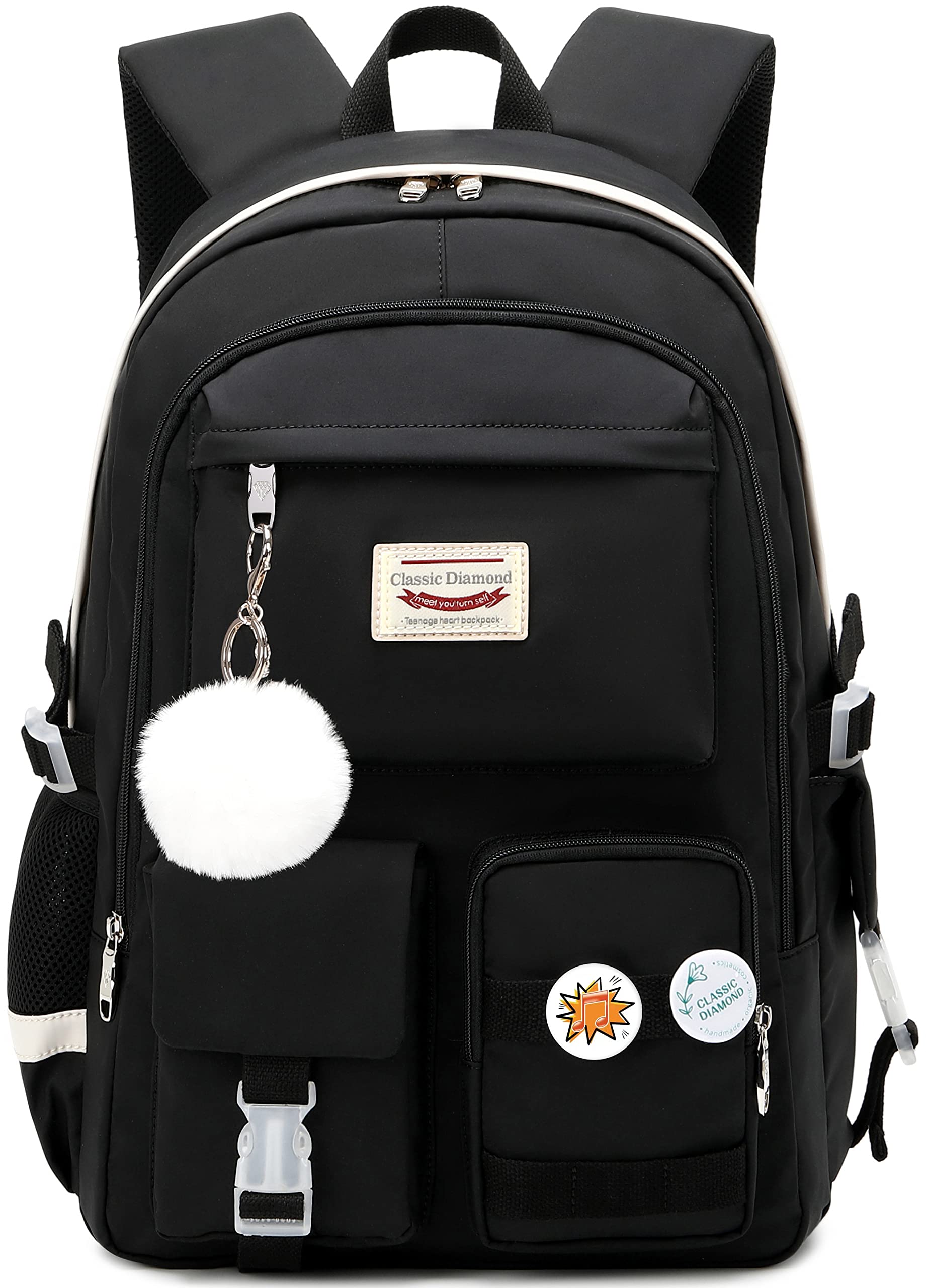 Cute Anime School Backpack for Girls - Kawaii Laptop Bookbag for Teens & College Students - Durable Black Backpack for School, Travel & Daily Use