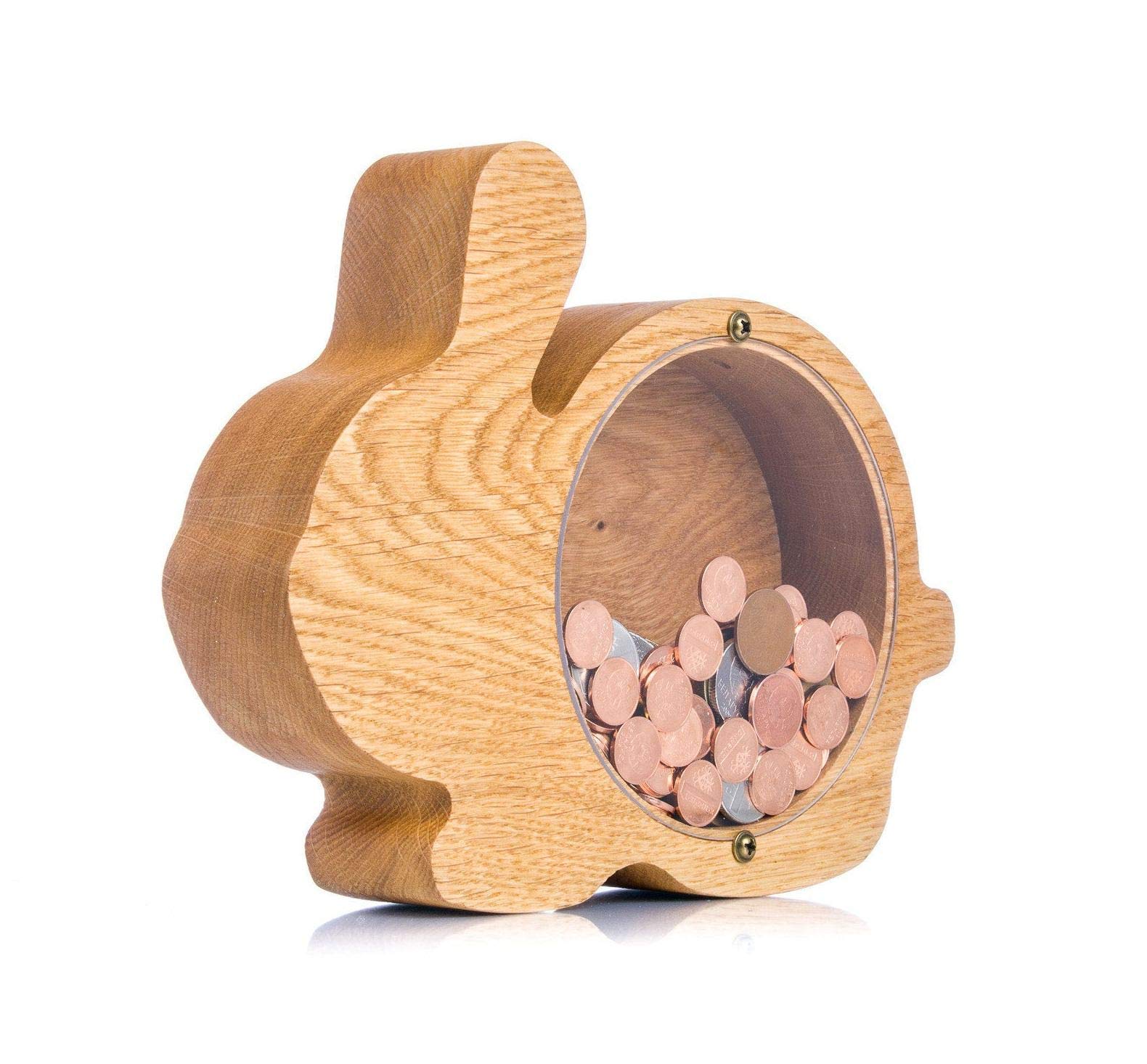 Personalized Wooden Bunny Piggy Bank - Handmade Rabbit Coin Money Box for Kids, Easter & Baby Shower Gifts (3 Sizes) - Perfect for Saving Coins, Birthday Presents, and Home Decor