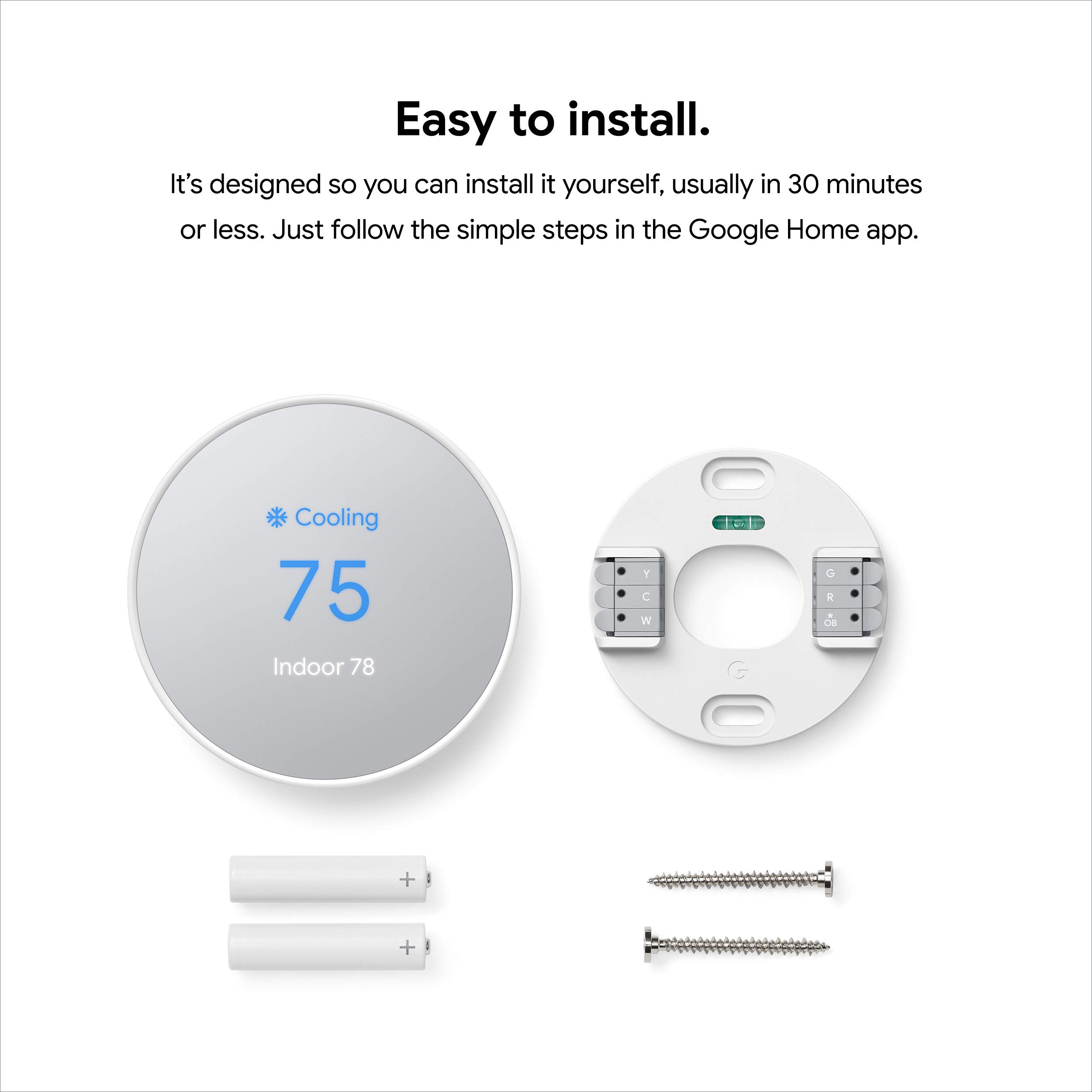 Google Nest Smart Thermostat - Programmable WiFi Thermostat for Home with Energy Saving - Perfect for Smart Home Automation & Temperature Control