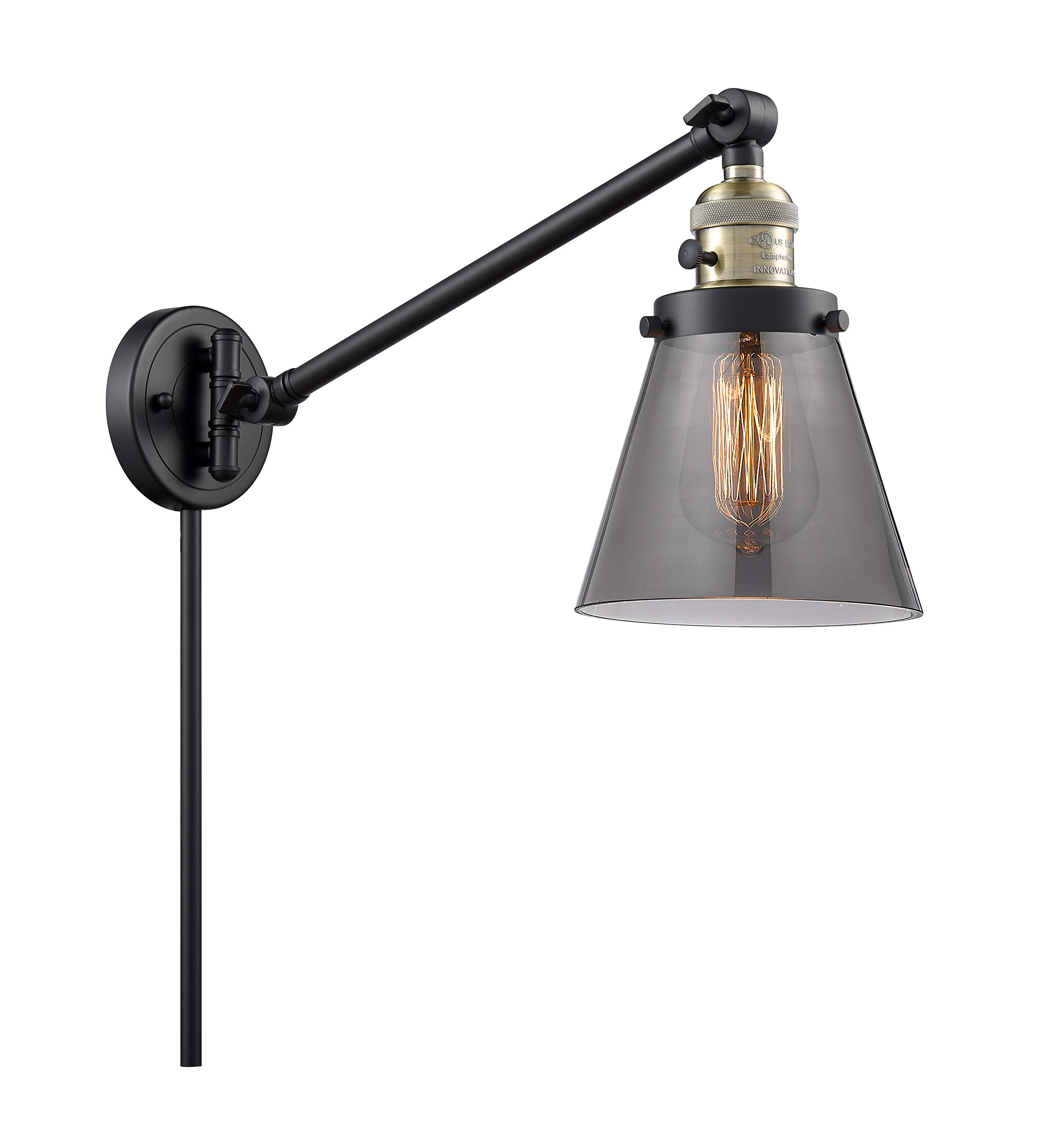 Vintage Dimmable LED Swing Arm Lamp - Black Antique Brass Finish - 1 Light Adjustable Desk Light for Reading, Office, Bedroom & Study Room