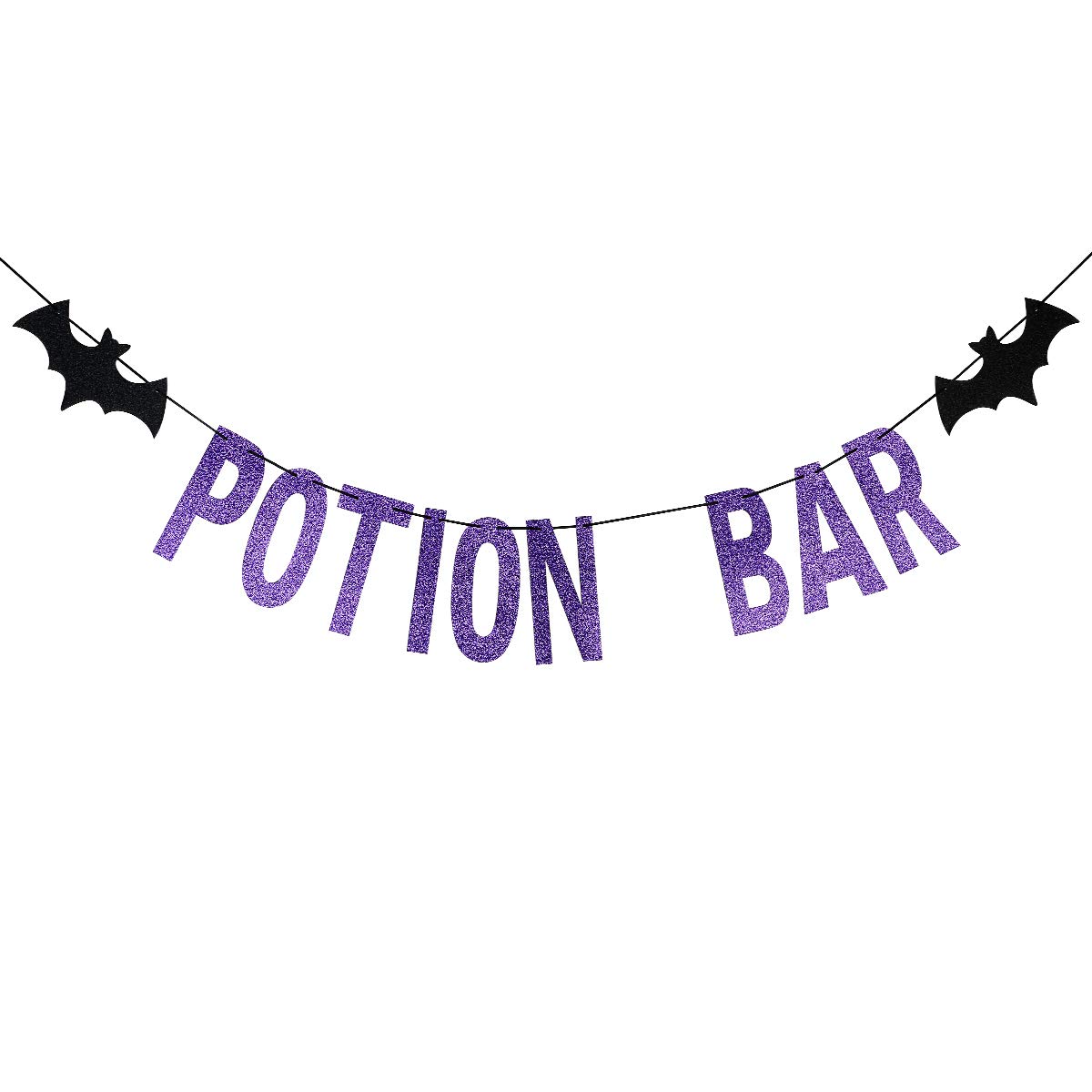 Purple Glitter Potion Bar Banner - Halloween Hocus Pocus Decor, Witchy Potion Sign for Haunted Mansion Party, Spooky Bar Backdrop - Perfect for Halloween Decorations, Witchcraft Themed Parties & Magical Events