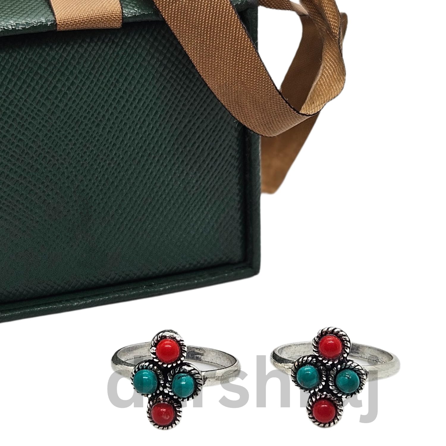 Darshraj 925 Sterling Silver Multicolored Gemstone Toe Rings for Women & Girls - Perfect for Beach, Summer & Boho Fashion Accessories