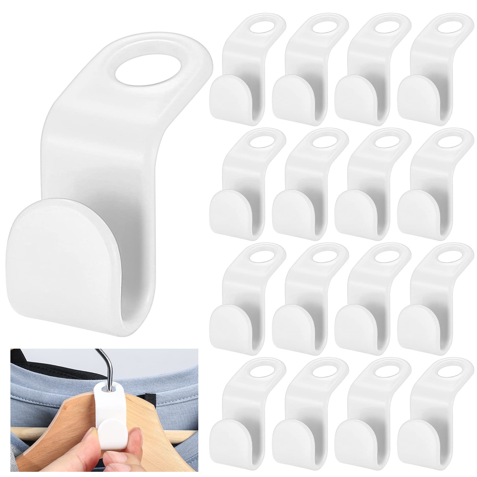 65 Pcs Space Saving Clothes Hanger Connector Hooks - White | Wardrobe Organizer for Closet, Coat & Clothing Storage | Perfect for Small Spaces & Closet Organization