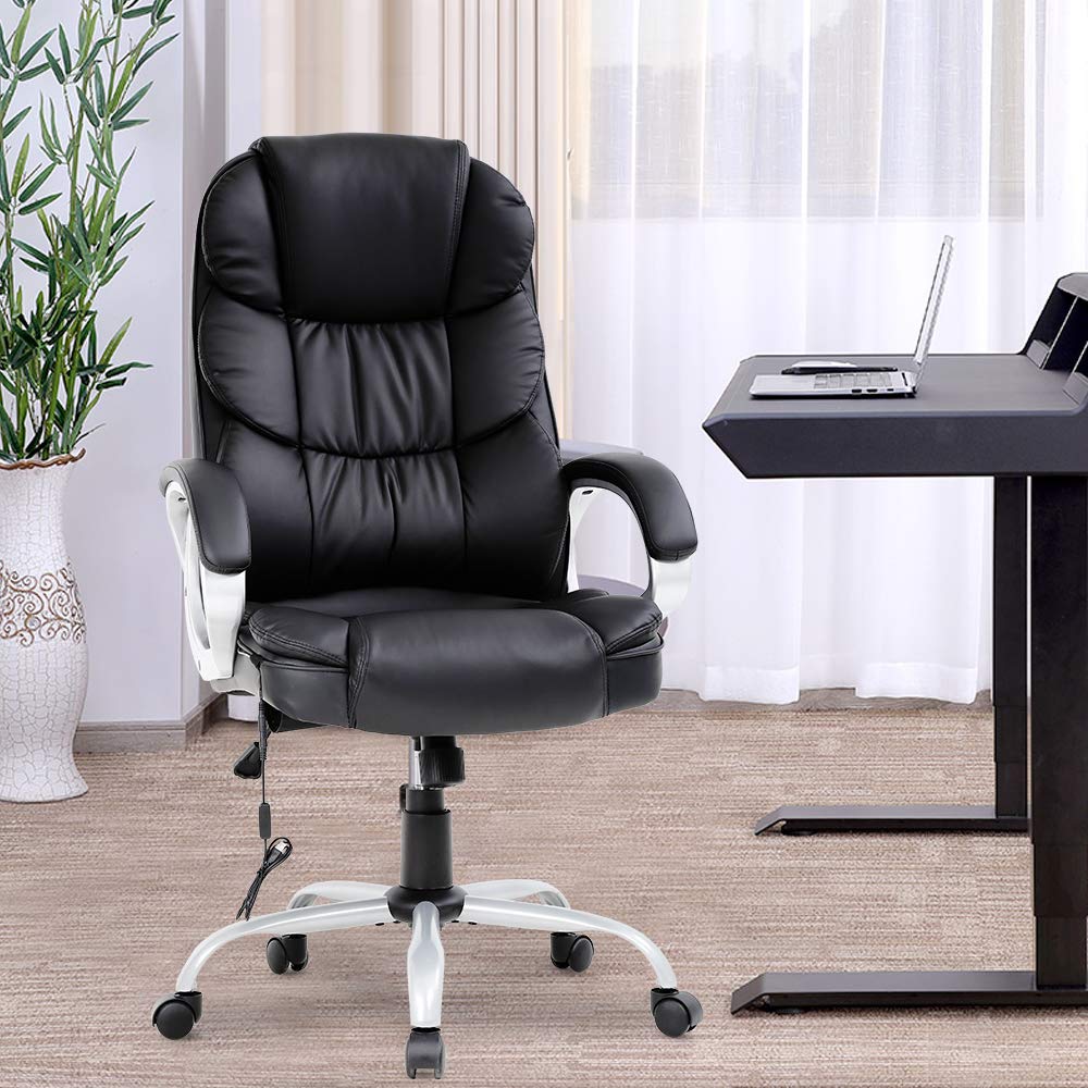 Ergonomic Office Chair with Lumbar Support & Headrest - High Back Executive Desk Chair, Adjustable Height & Swivel Rolling Computer Chair for Men & Women - Perfect for Home Office, Gaming & Workspaces - Black