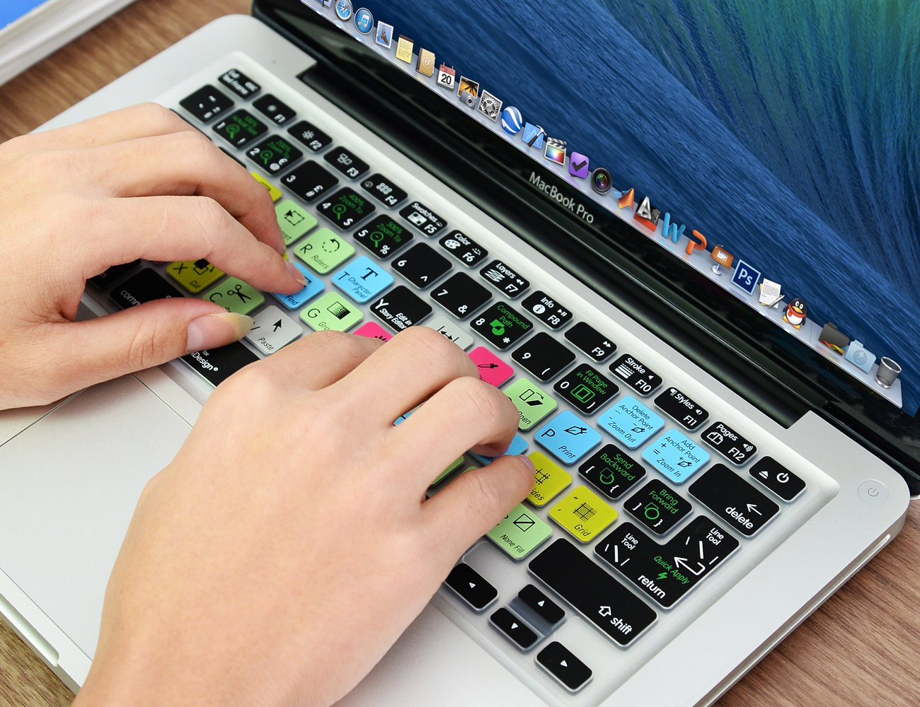 XSKN Silicone Keyboard Cover for Adobe InDesign Shortcuts - Compatible with MacBook Pro 13