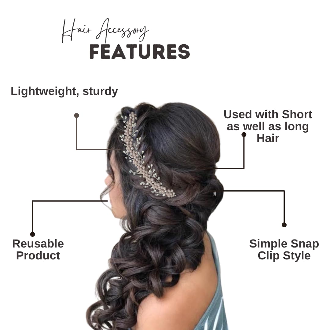 Leaf Crystal Purple Bead Hair Pin for Women - Elegant Bridal Wedding Headpiece & Decorative Hair Accessory | Perfect for Hairstyles, Brides, Parties, Updos & Curls | Great for Weddings, Proms, Date Nights & Special Occasions