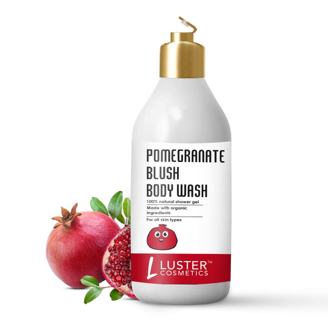 Luster Cosmetics Pomegranate Blush Body Wash - Organic, Paraben & Sulfate Free, 300ml | Brightens & Glows Skin | Perfect for Daily Shower & Spa Nights