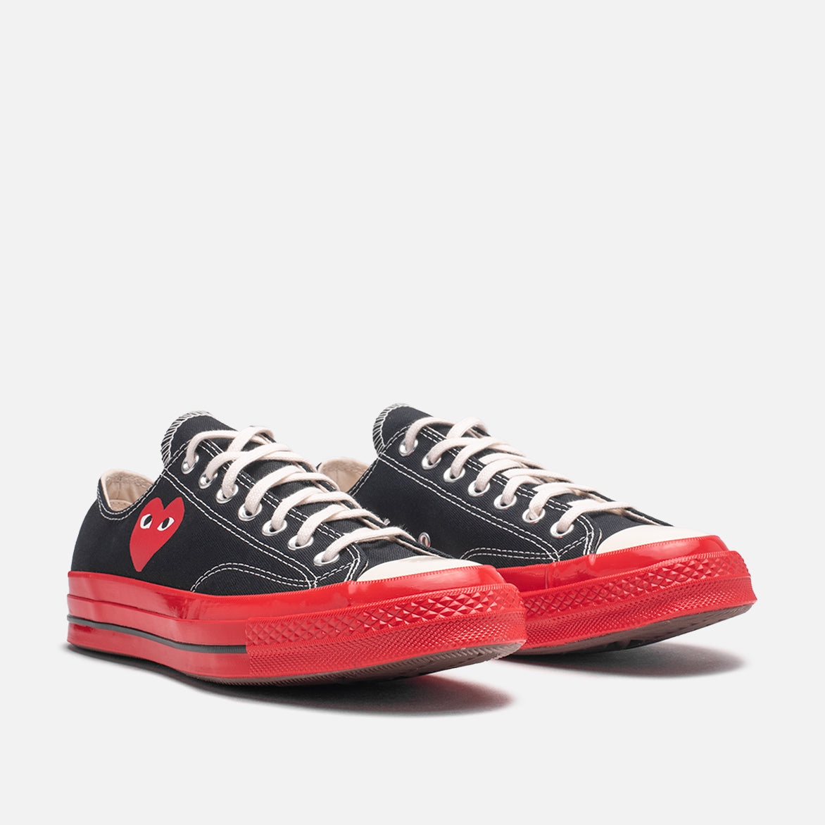 CDG PLAY x Converse Chuck 70 OX Sneakers - Black/Red Colorway - Unisex High-Top Canvas Shoes for Streetwear & Casual Outfits