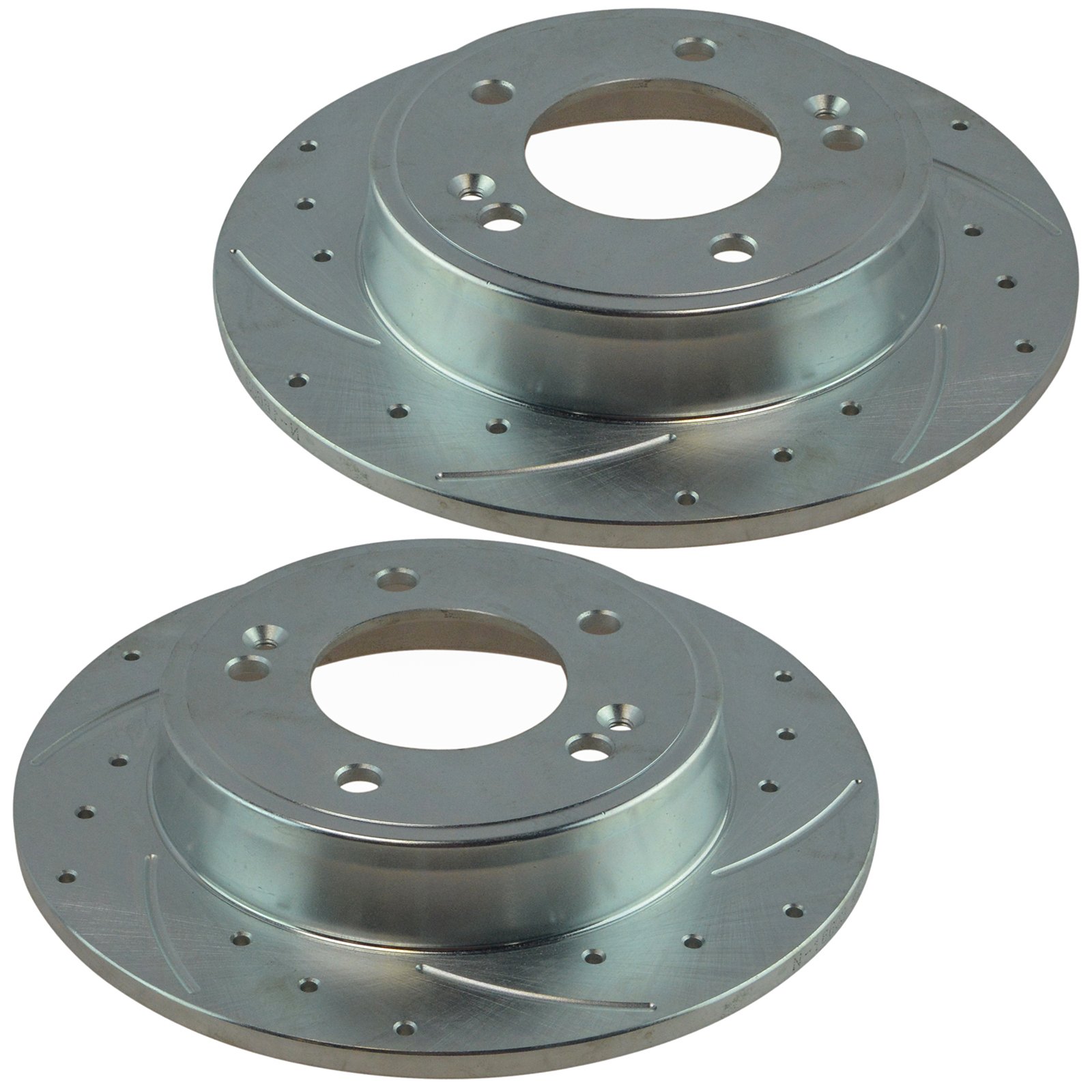High Performance Front & Rear Drilled & Slotted Zinc Coated Brake Rotor Kit for Hyundai Kia - Perfect for Racing, Towing & Daily Driving