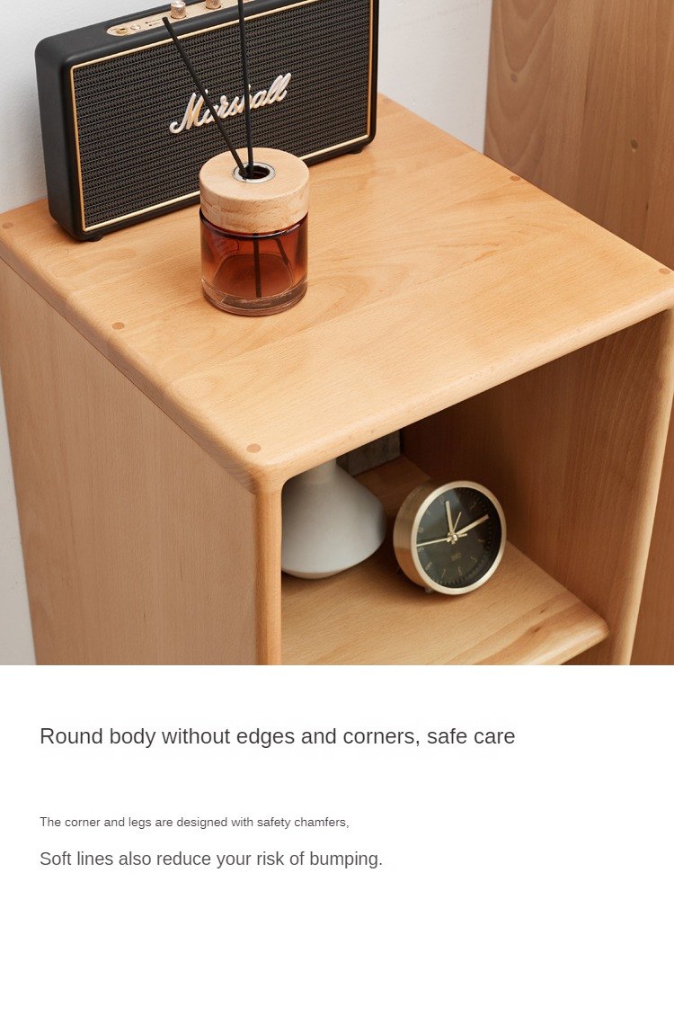 Solid Beech Wood Small Bookshelf Side Cabinet - Compact Storage for Books, Decor & Essentials in Living Room, Bedroom or Office