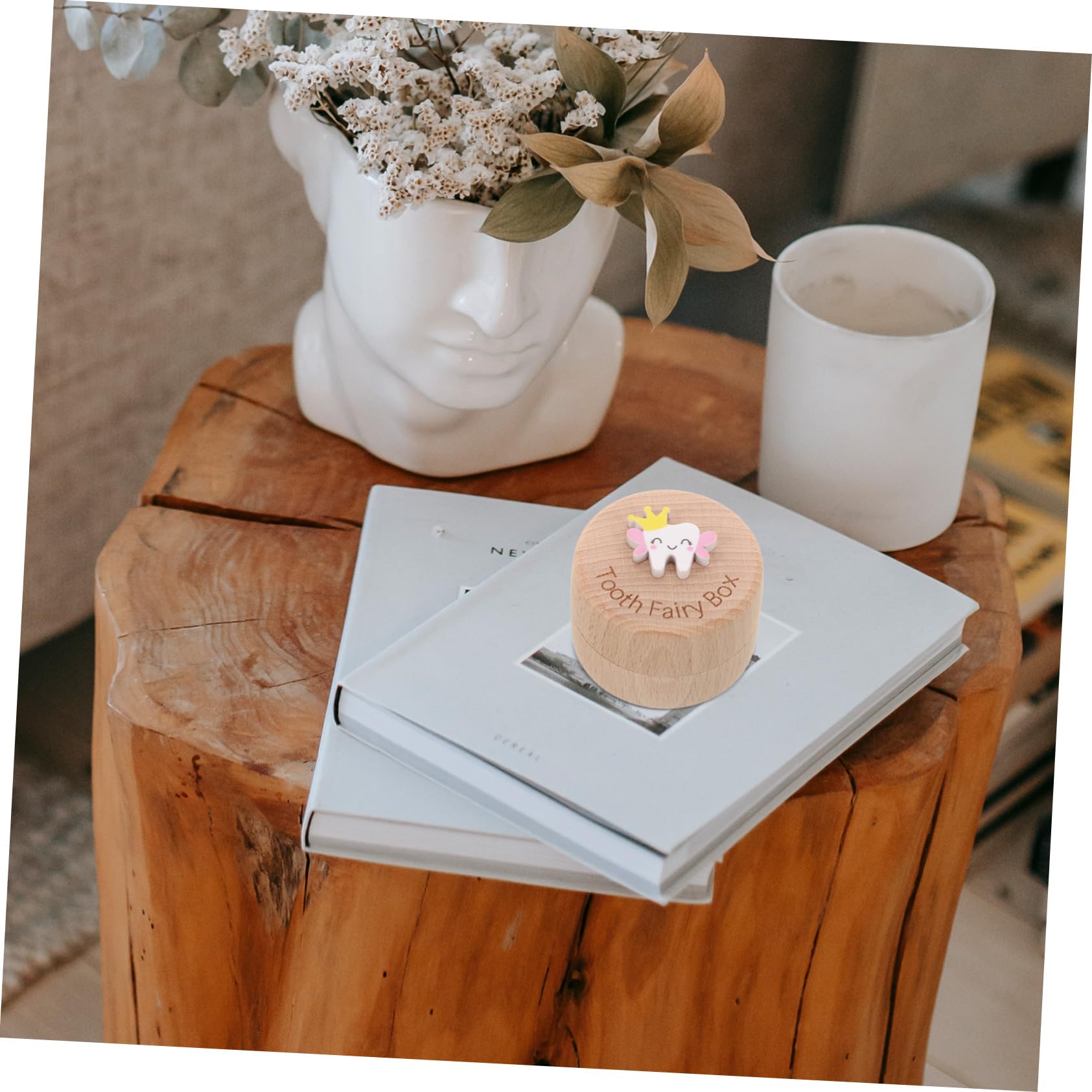 Beautiful Wooden Tooth Holder Box for Kids - Children's Tooth Keepsake Box with Fetal Hair Storage - Perfect for Baby Teeth Collection & First Hair Mementos